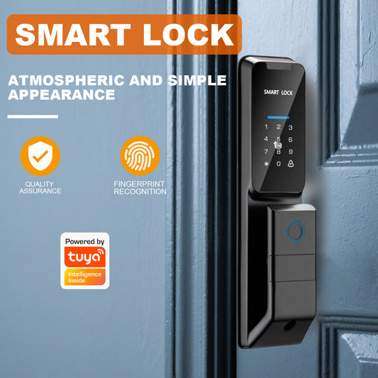 Intelligent electronic wooden door lock with facial recognition, fingerprint, graffiti and password lock.