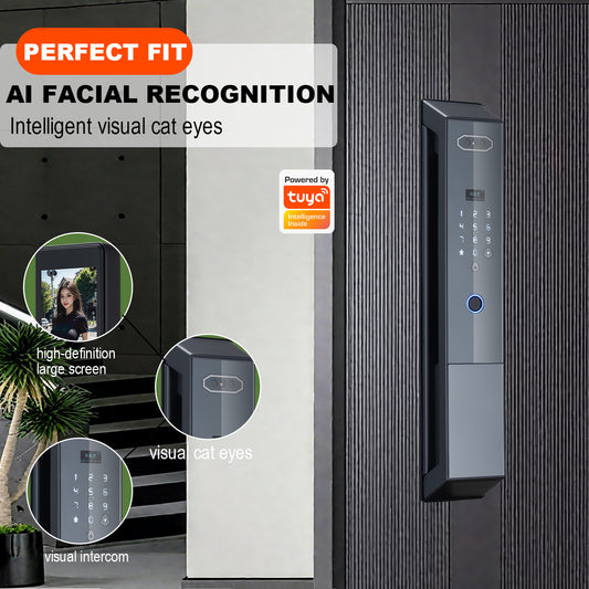 Fully automatic anti-theft graffiti 3D facial intelligent lock WiFi facial recognition camera visual intercom fingerprint lock