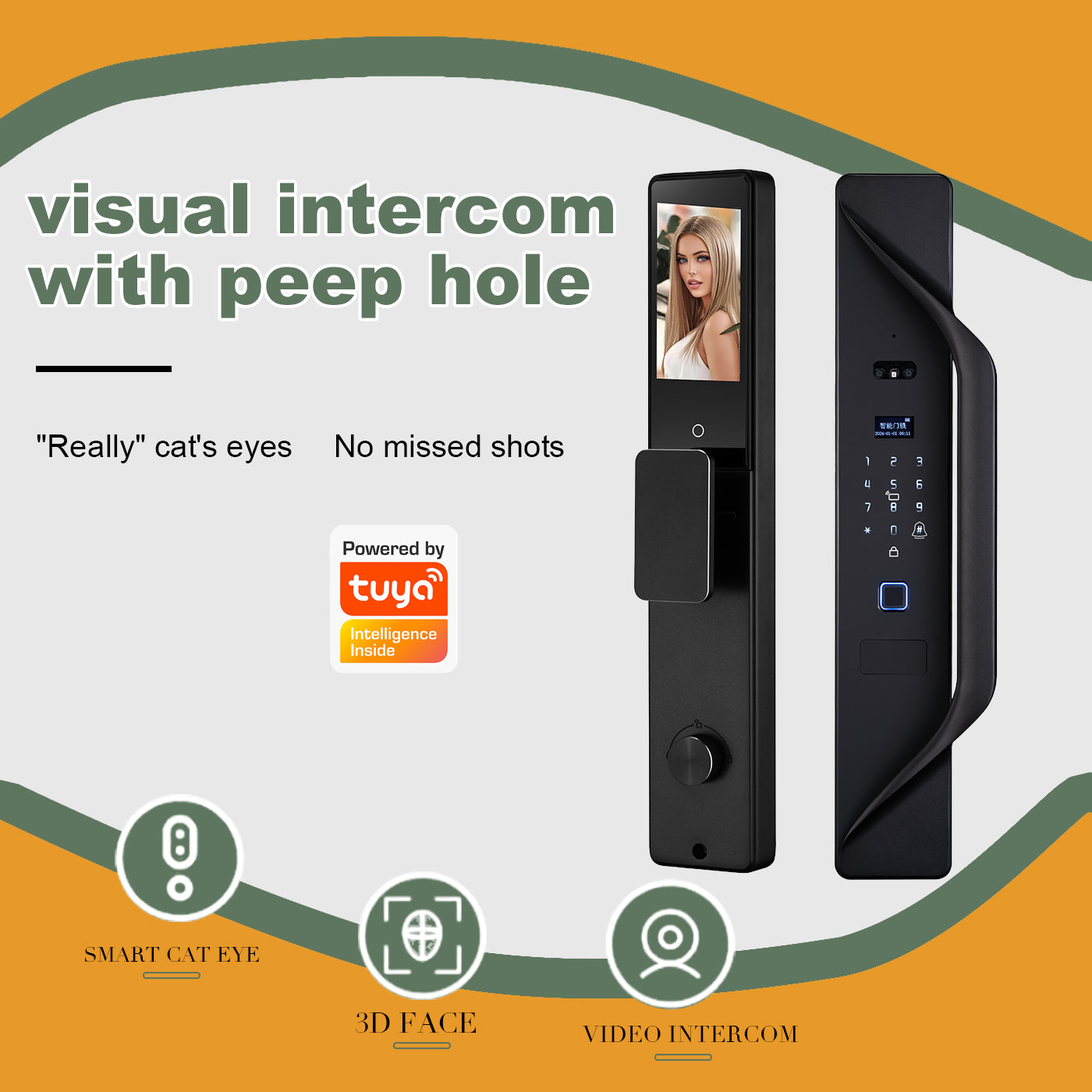 Tuya Digital Door Lock, multi-language smart lock, 3D security video intercom, keyless WiFi smart lock with fingerprint and face recognition
