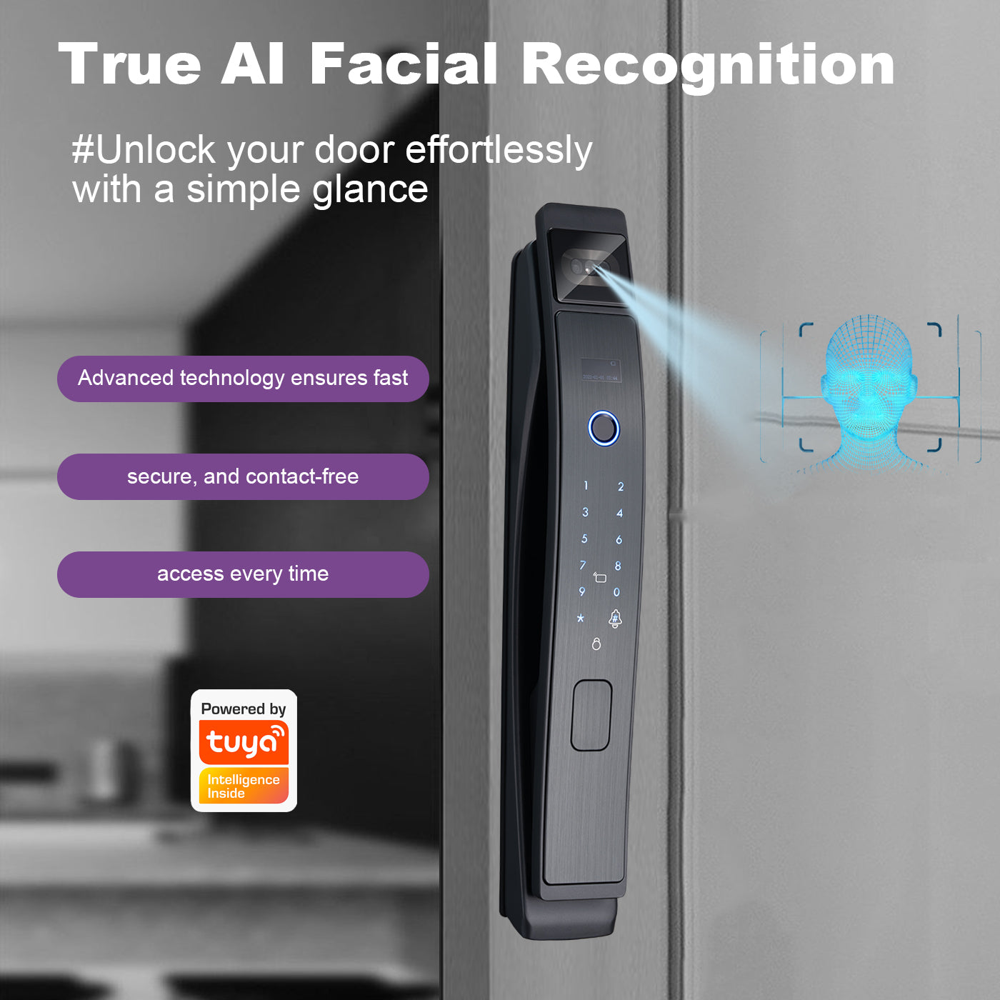 Graffiti application, smart lock, real-time video call function, security camera, fingerprint digital lock, 3D face recognition
