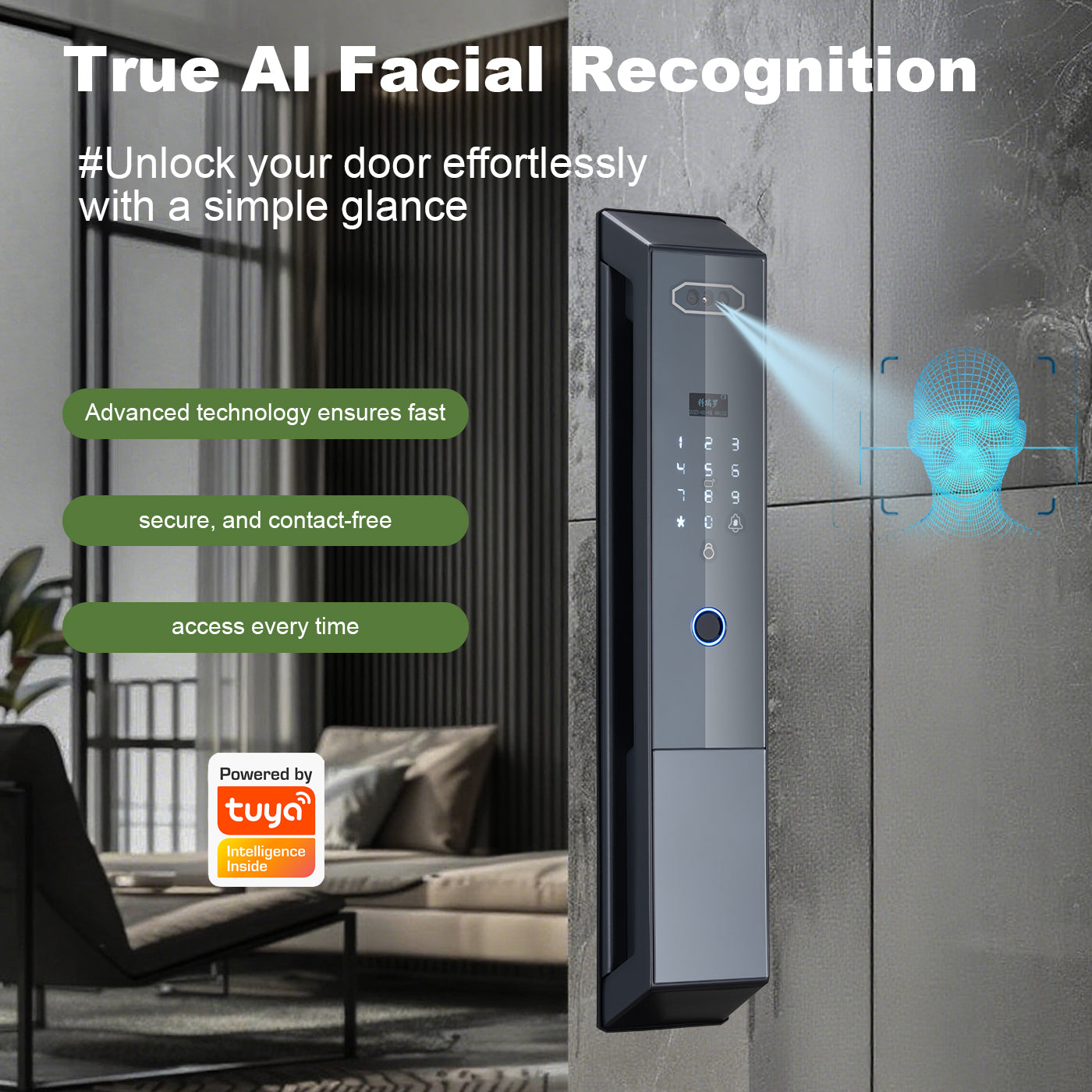 Fully automatic anti-theft graffiti 3D facial intelligent lock WiFi facial recognition camera visual intercom fingerprint lock