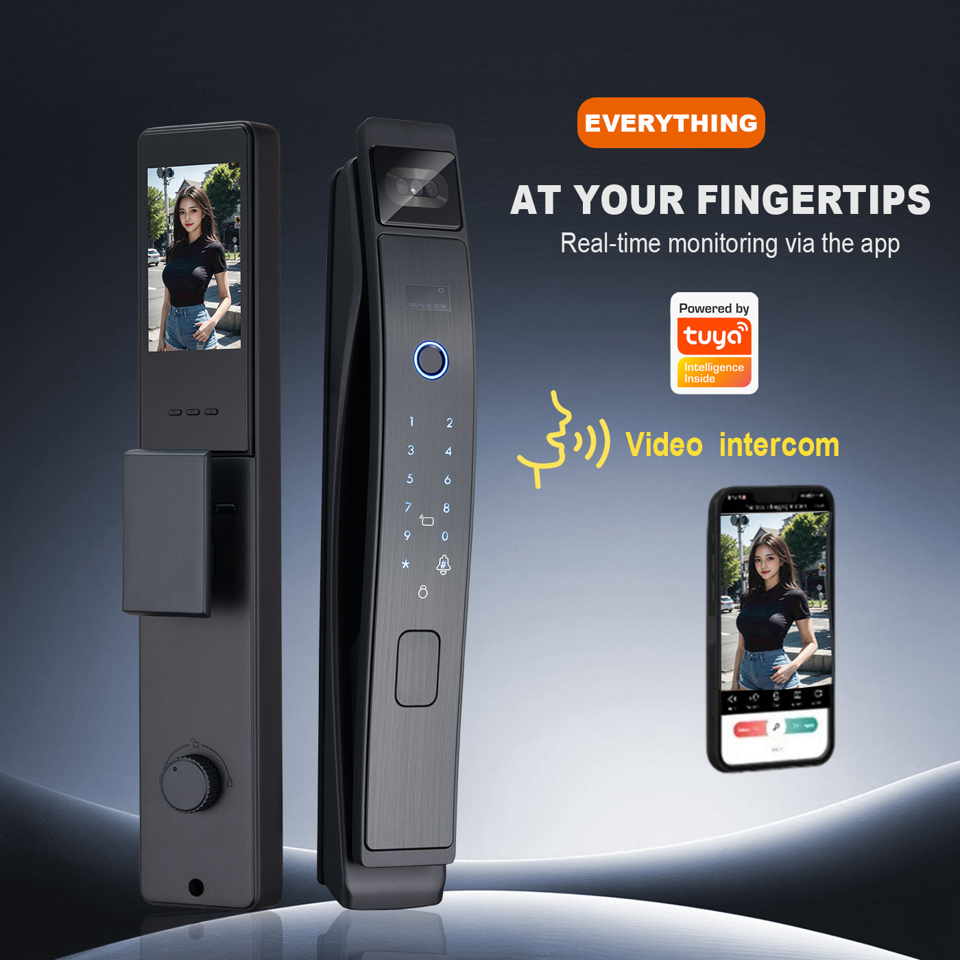 Graffiti application, smart lock, real-time video call function, security camera, fingerprint digital lock, 3D face recognition