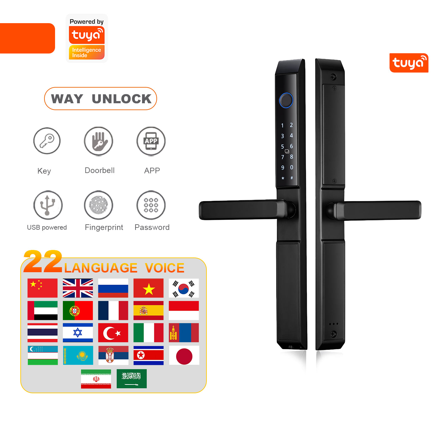 Waterproof smart graffiti App, broken bridge smart narrow door fingerprint WiFi aluminum sliding door lock