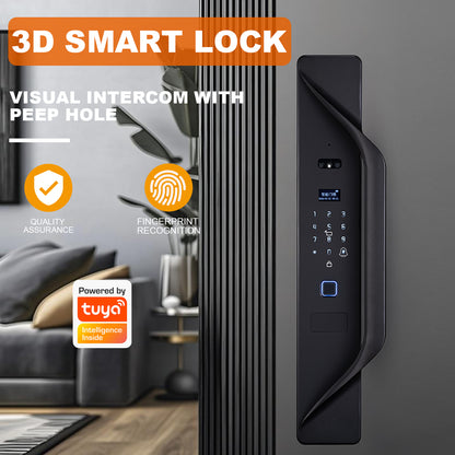 Tuya Digital Door Lock, multi-language smart lock, 3D security video intercom, keyless WiFi smart lock with fingerprint and face recognition