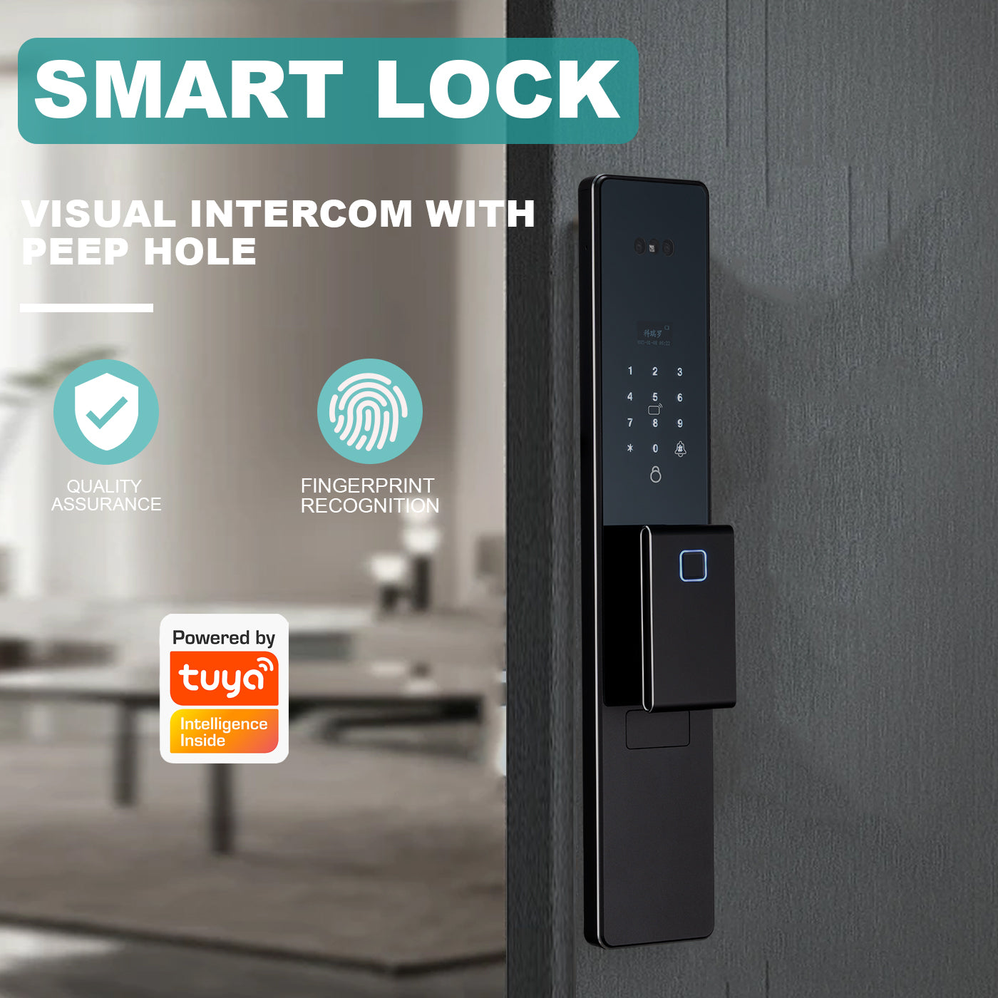 Palm vein 3D face recognition smart door lock with camera Tuya WiFi biometric door smart digital lock