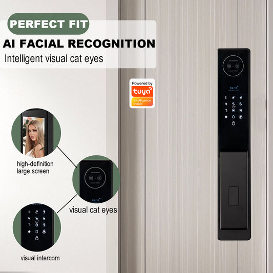 Language screen lock 3D facial recognition intelligent door lock with camera video and voice