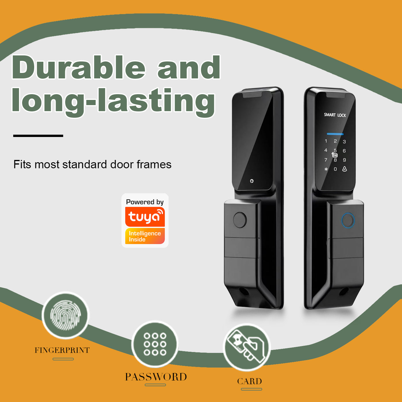 Intelligent electronic wooden door lock with facial recognition, fingerprint, graffiti and password lock.