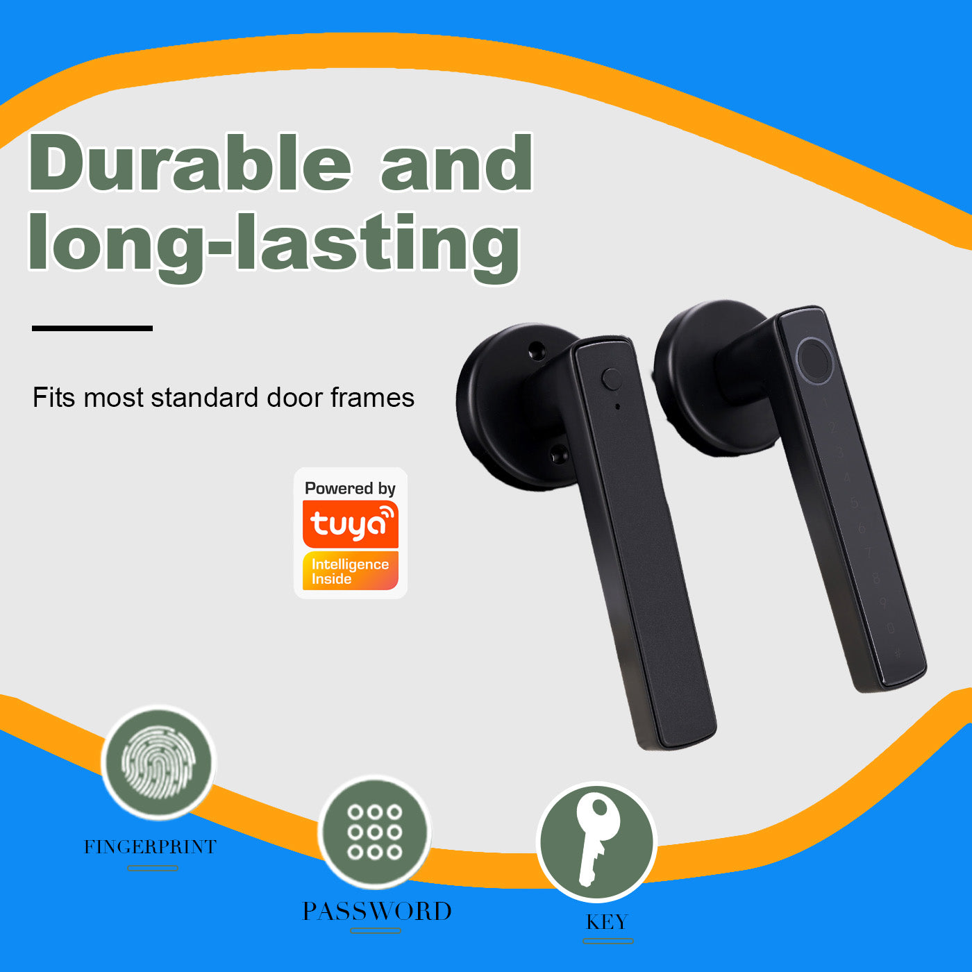Tuya Biometric Smart Door Lock with Electronic Fingerprint Handle, Split-Type Digital Keyless Lock