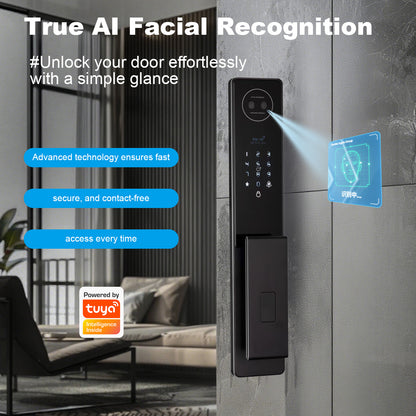 Language screen lock 3D facial recognition intelligent door lock with camera video and voice