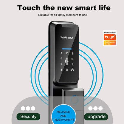 Intelligent electronic wooden door lock with facial recognition, fingerprint, graffiti and password lock.