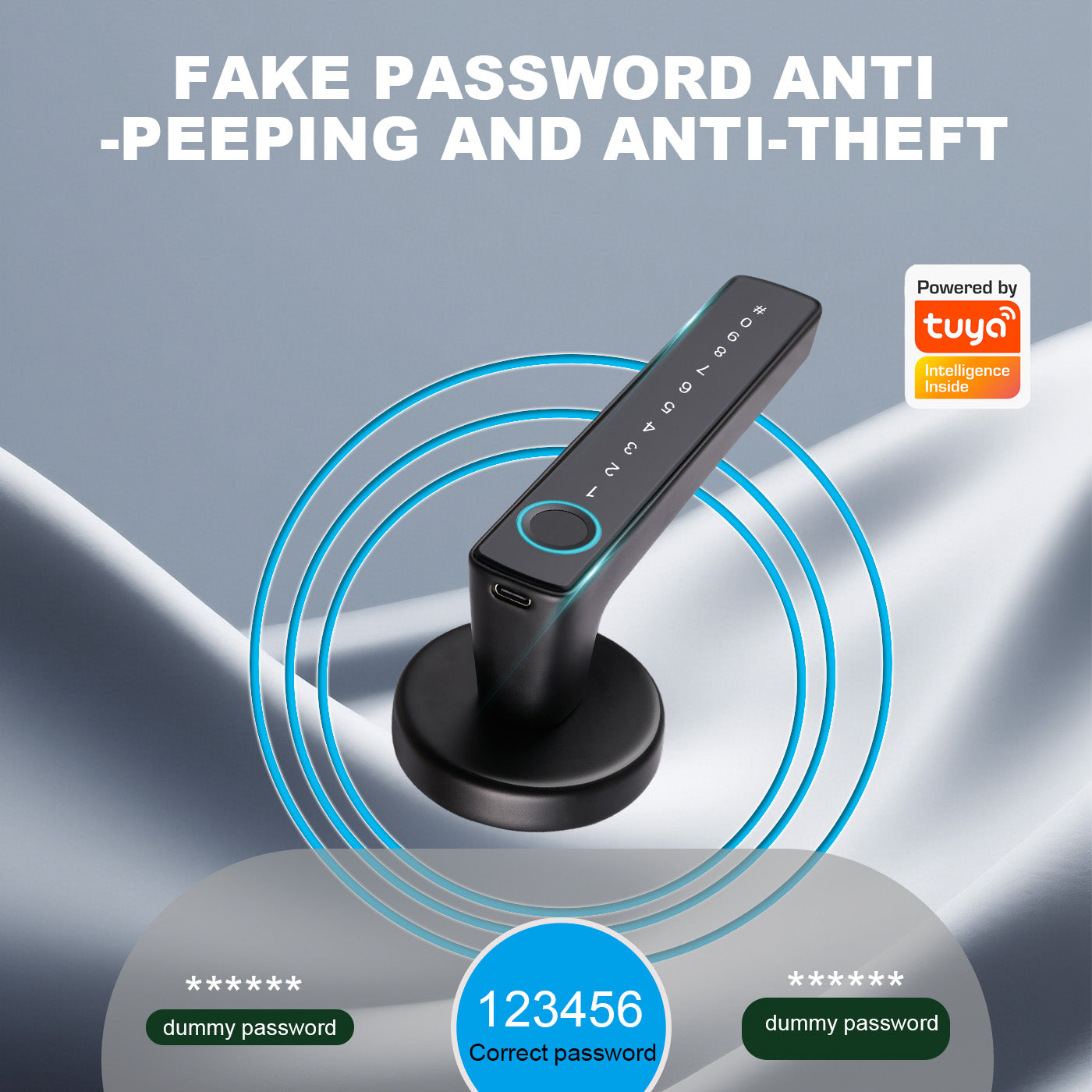 Tuya Biometric Smart Door Lock with Electronic Fingerprint Handle, Split-Type Digital Keyless Lock