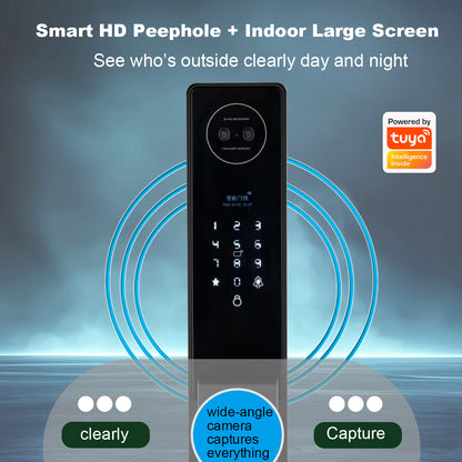 Language screen lock 3D facial recognition intelligent door lock with camera video and voice