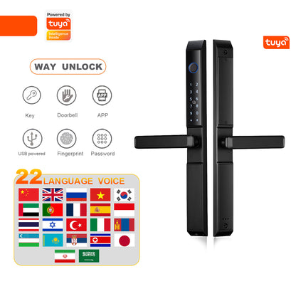 Waterproof smart graffiti App, broken bridge smart narrow door fingerprint WiFi aluminum sliding door lock