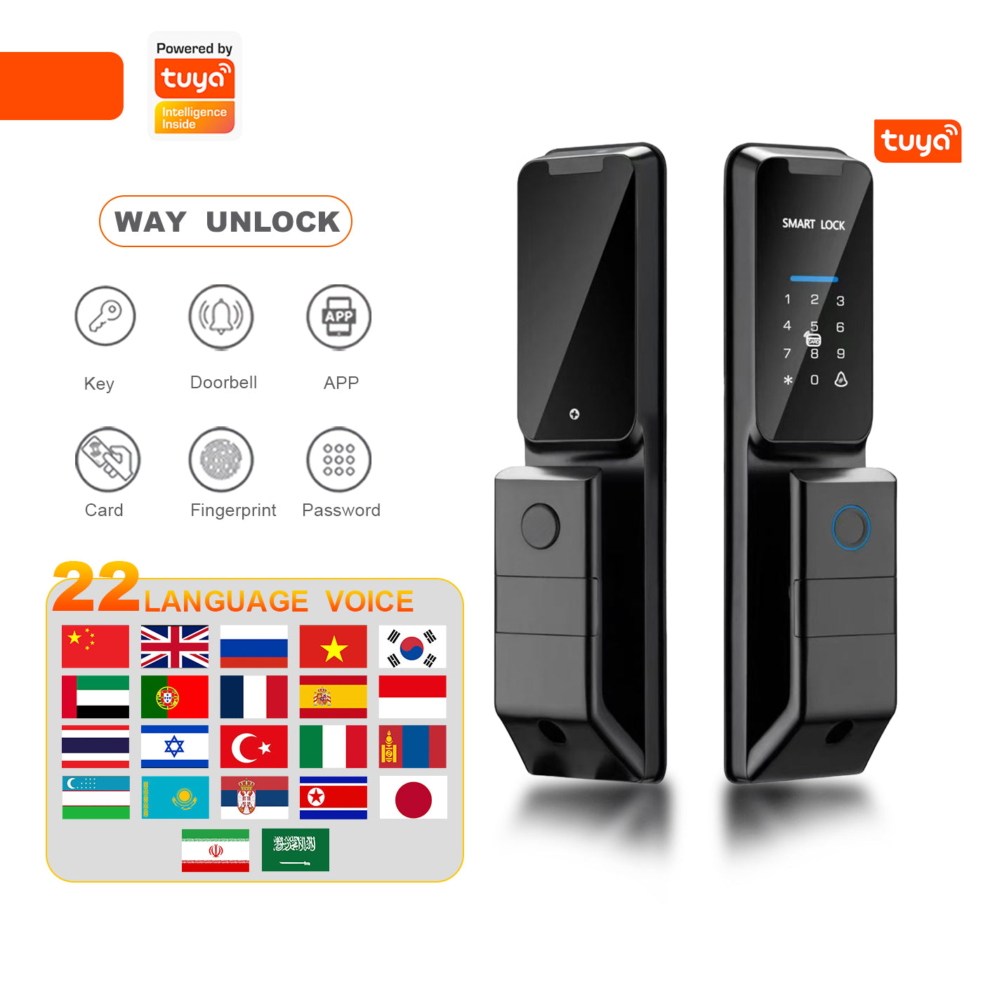 Intelligent electronic wooden door lock with facial recognition, fingerprint, graffiti and password lock.