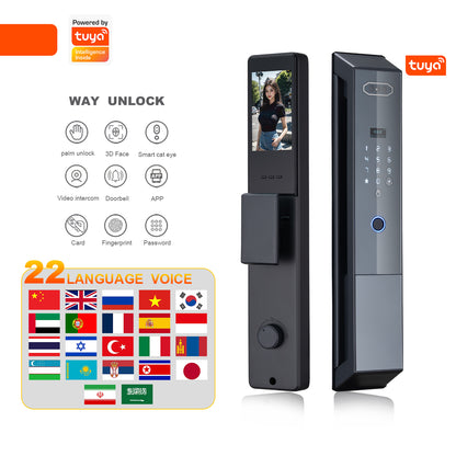 Fully automatic anti-theft graffiti 3D facial intelligent lock WiFi facial recognition camera visual intercom fingerprint lock