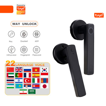 Tuya Biometric Smart Door Lock with Electronic Fingerprint Handle, Split-Type Digital Keyless Lock