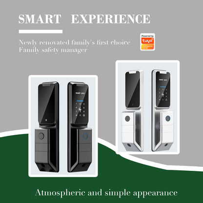 Intelligent electronic wooden door lock with facial recognition, fingerprint, graffiti and password lock.