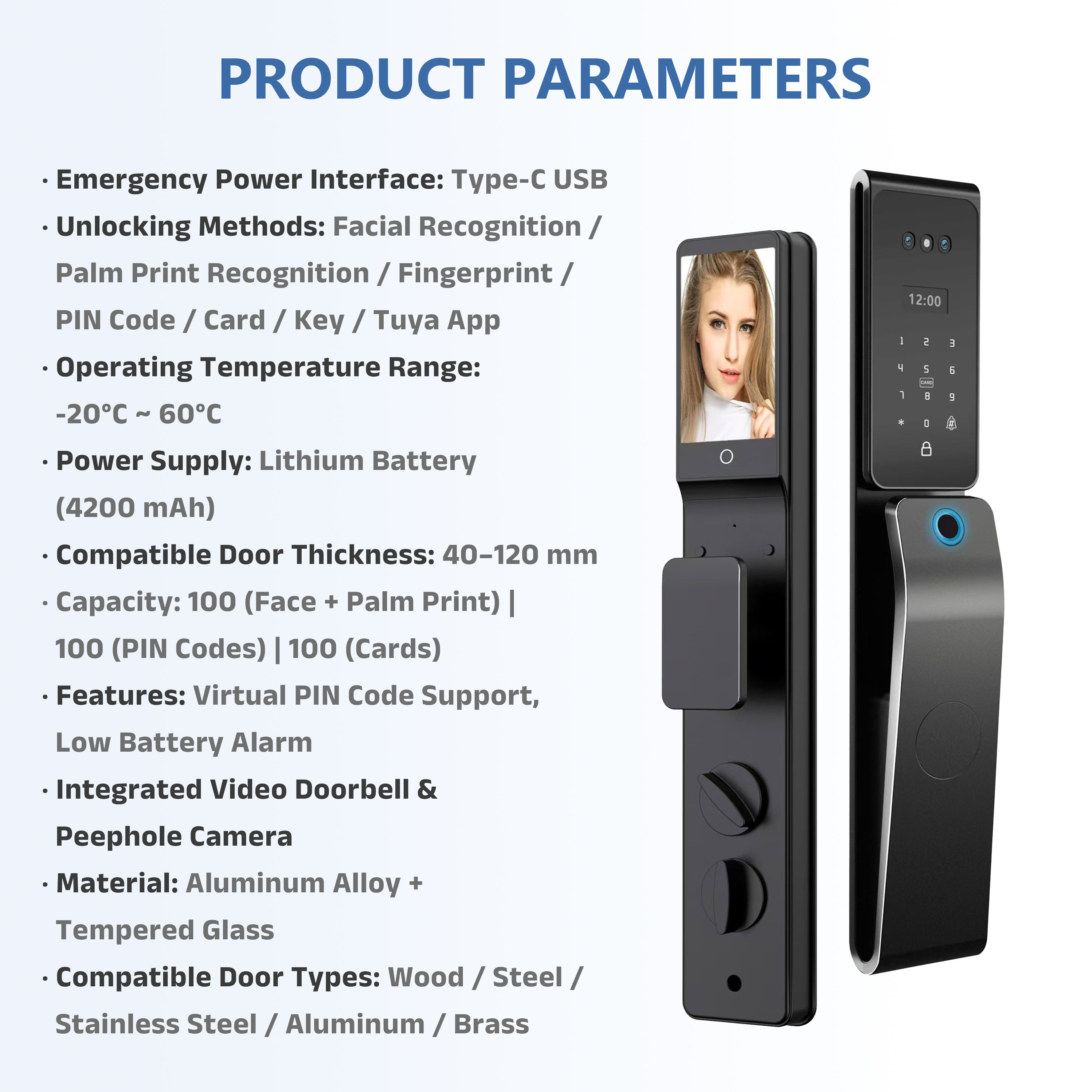 Model: K08 Face Recognition Smart Lock