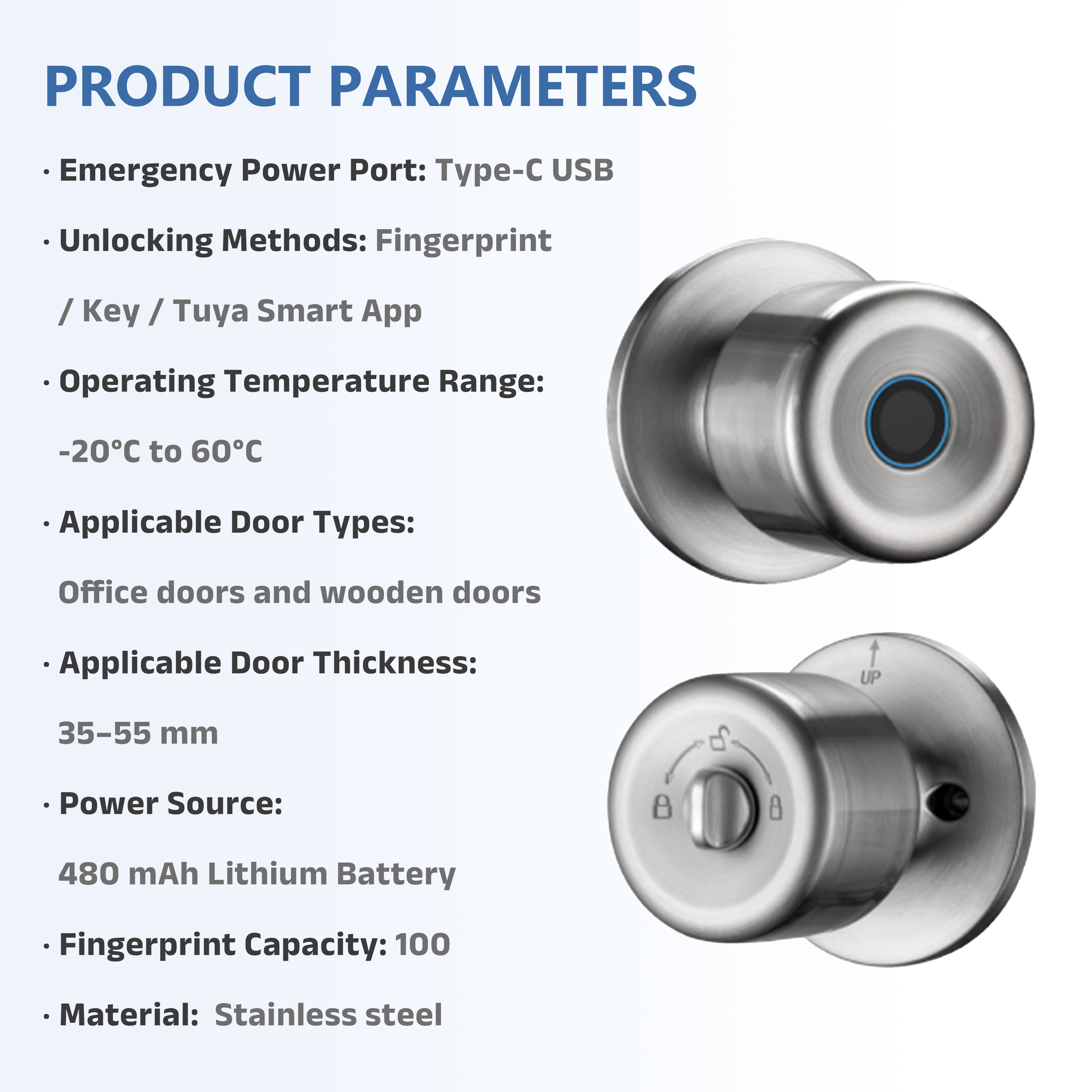 Model: CL-03 Stainless Steel Fingerprint Spherical Lock