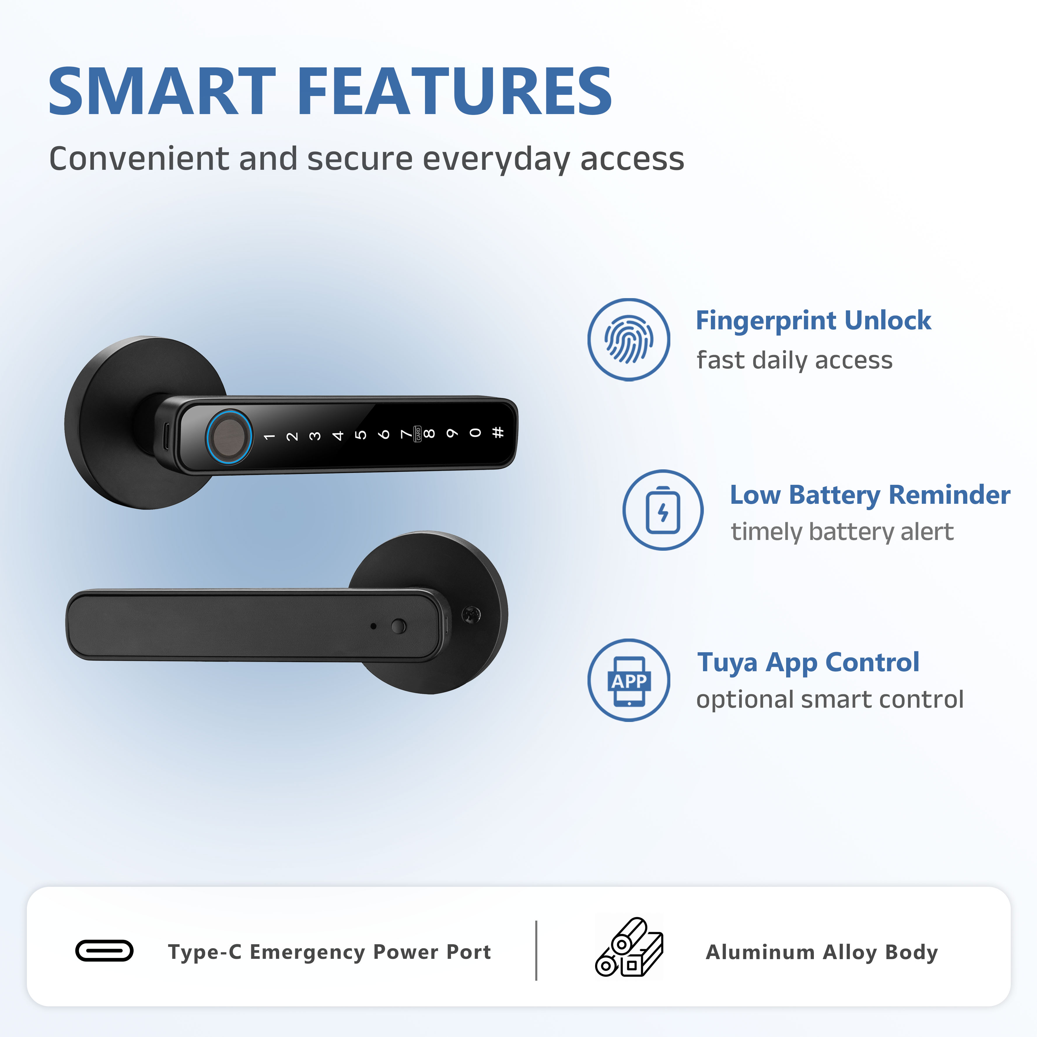 Model: K16 Smart Lock for Wooden Bedroom/Bathroom Doors
