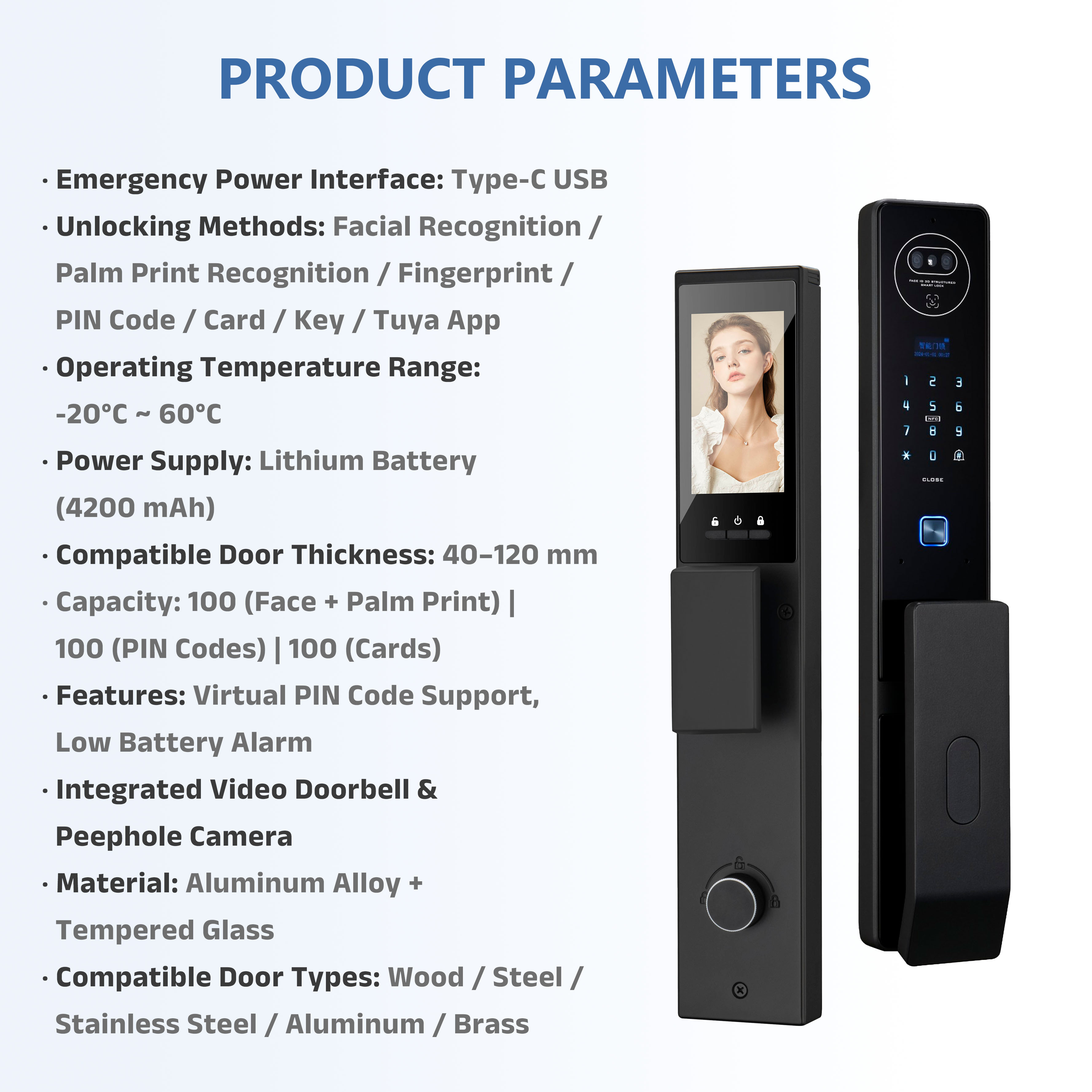 Model: K07 Face Recognition Smart Lock