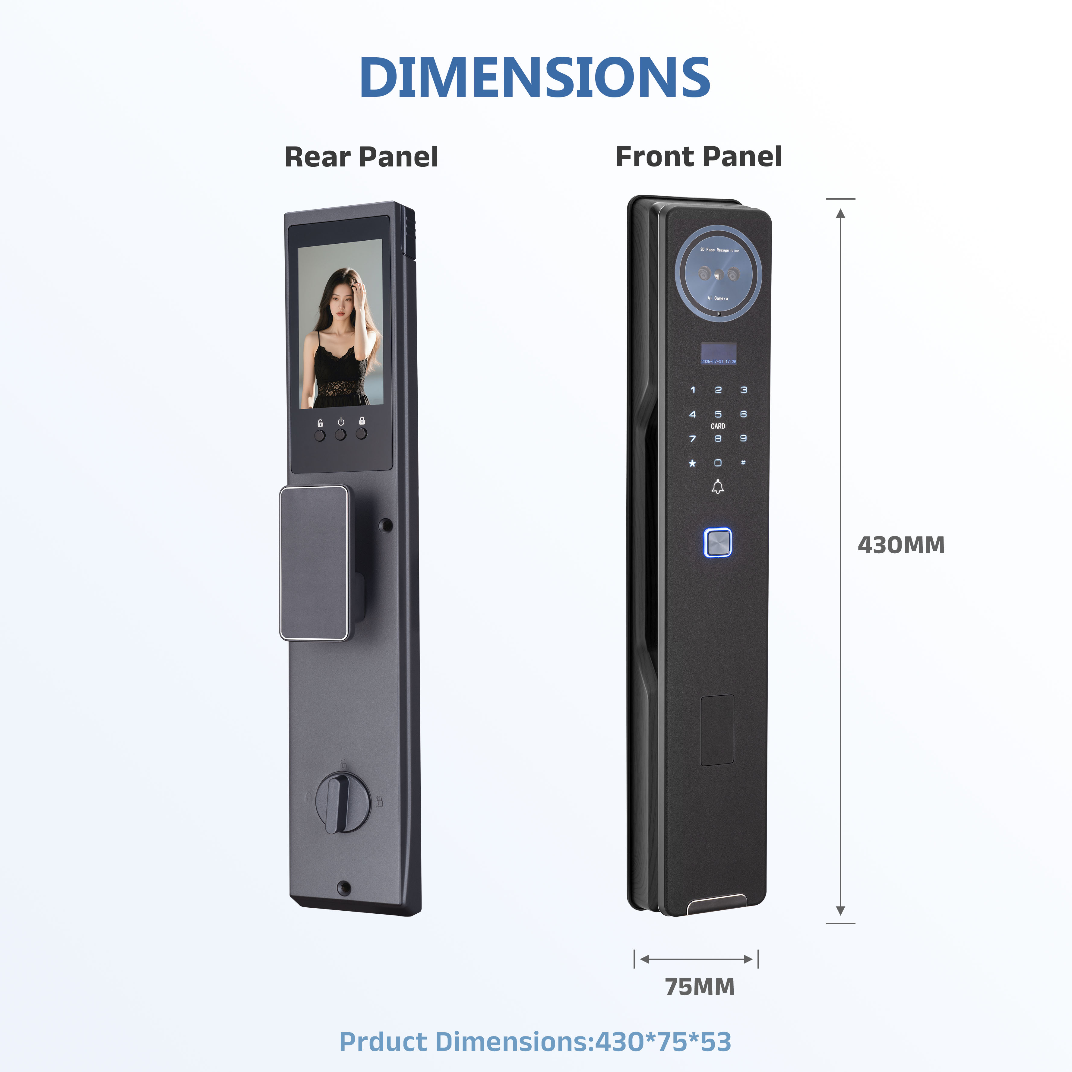Model: K20 Face Recognition Smart Lock