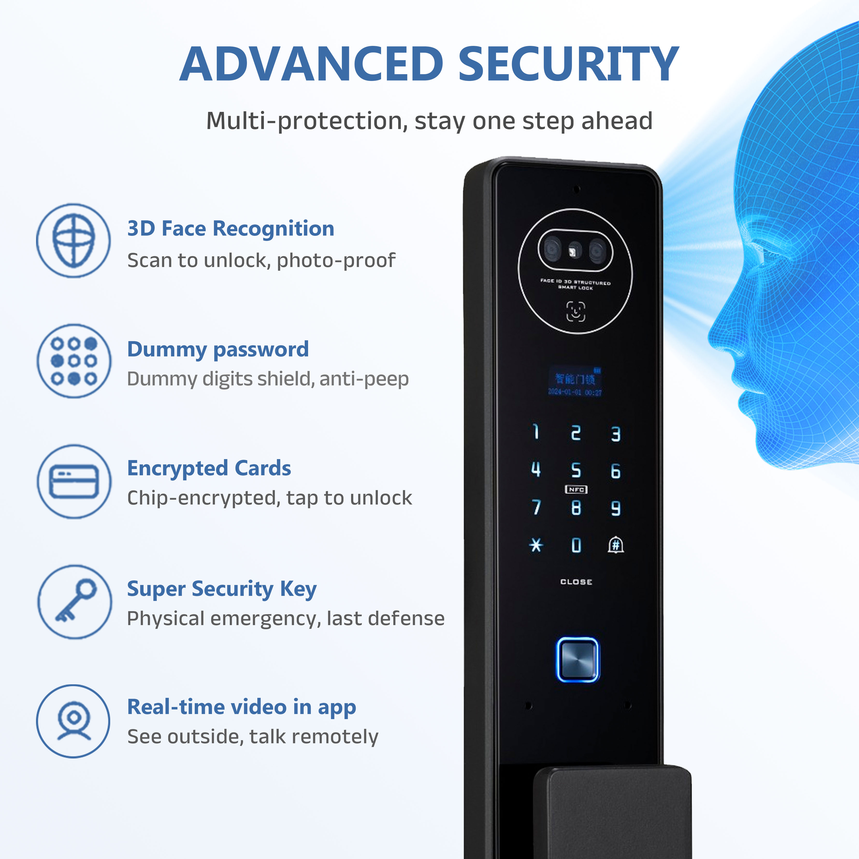 Model: K07 Face Recognition Smart Lock