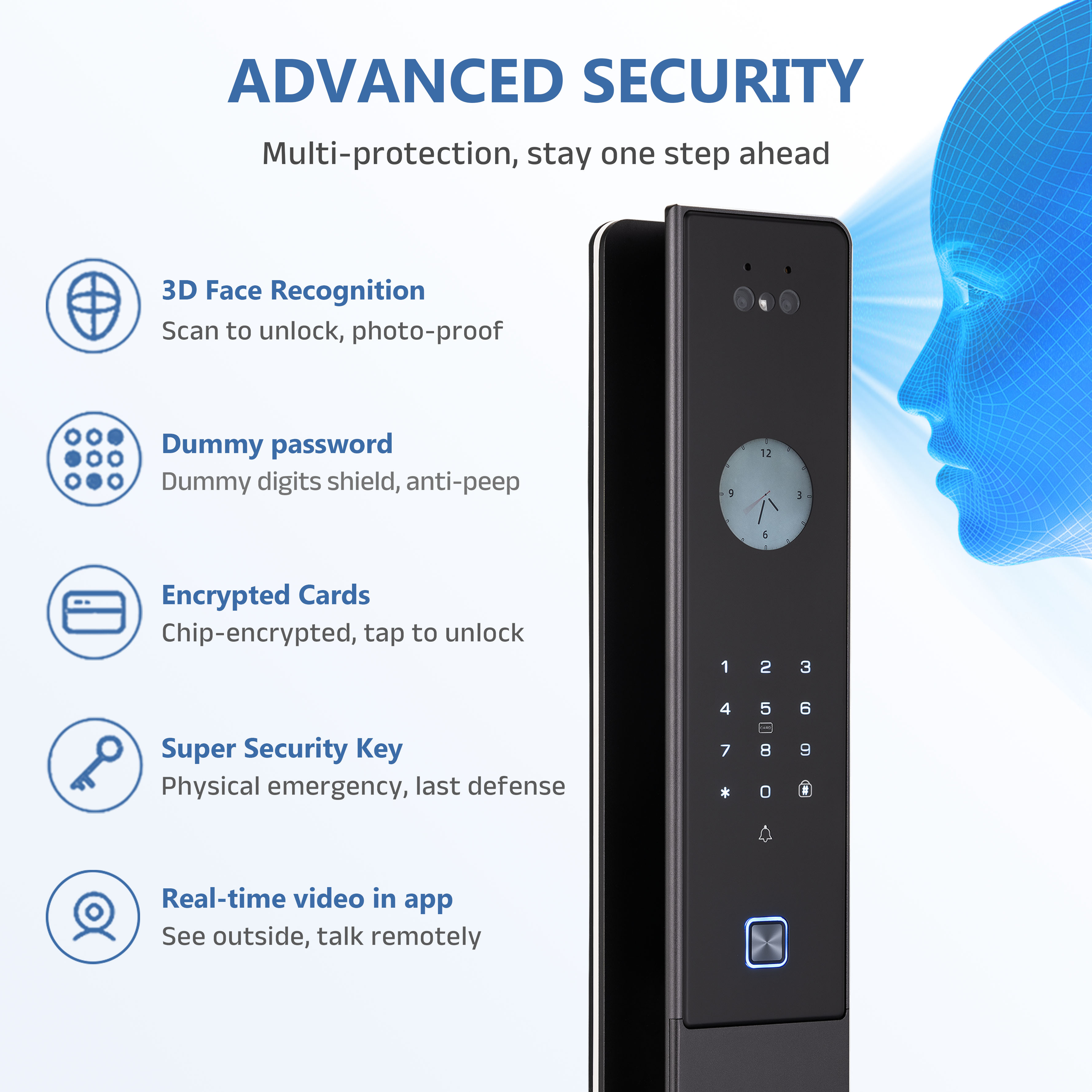 Model: K80pro Face Recognition Smart Lock