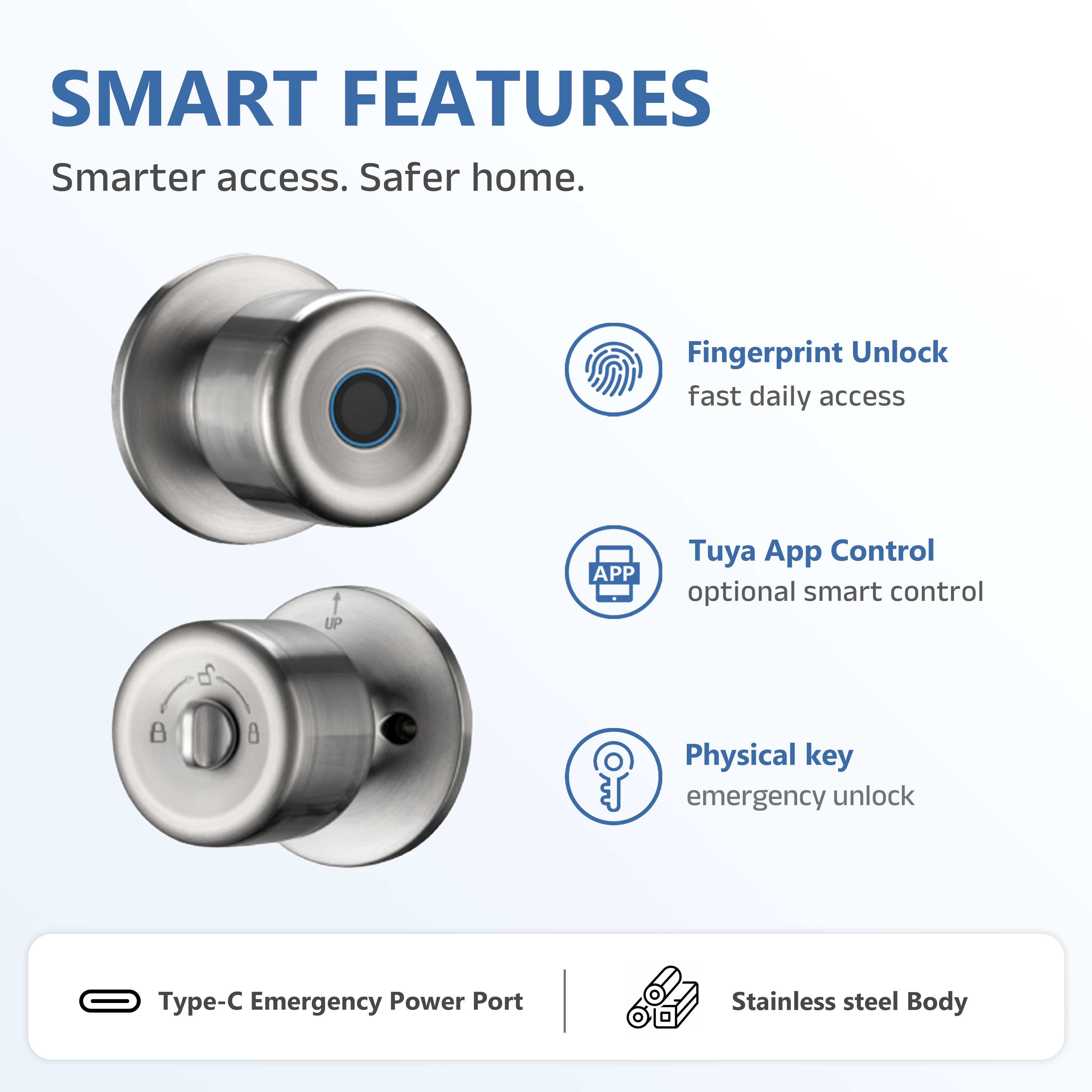 Model: CL-03 Stainless Steel Fingerprint Spherical Lock