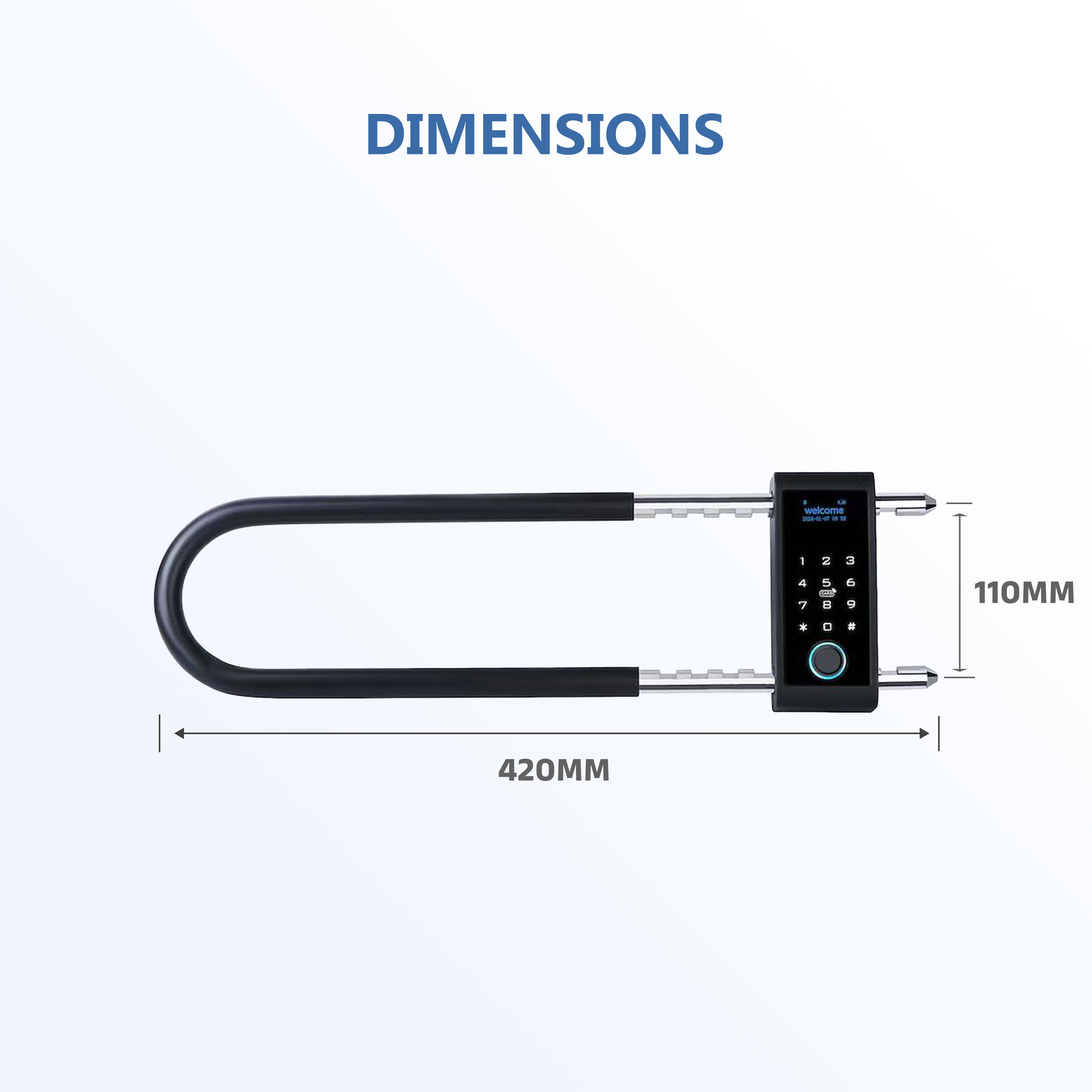 Model: U3SP U-Shaped Smart Glass Door Lock