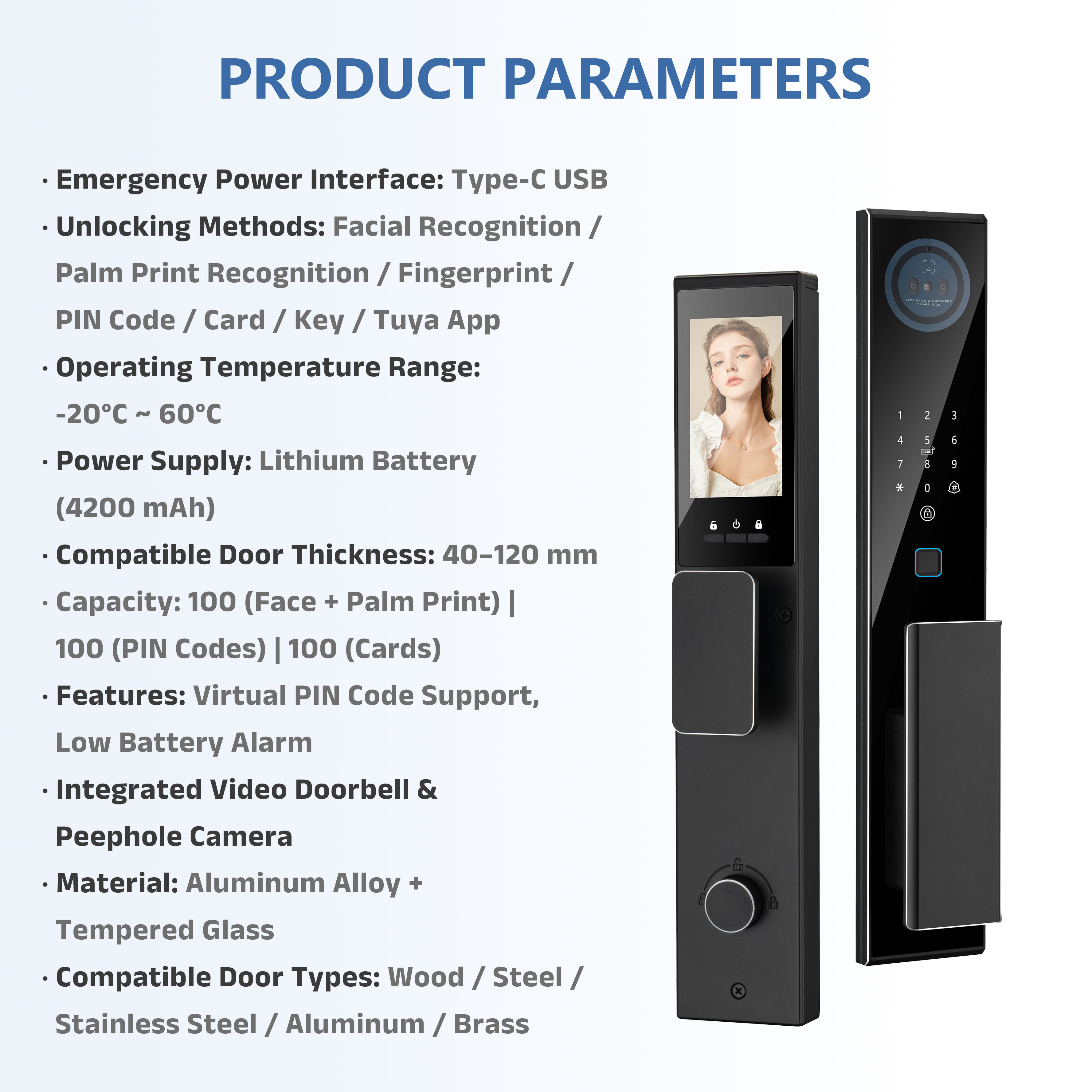 Model: K09 Face Recognition Smart Lock