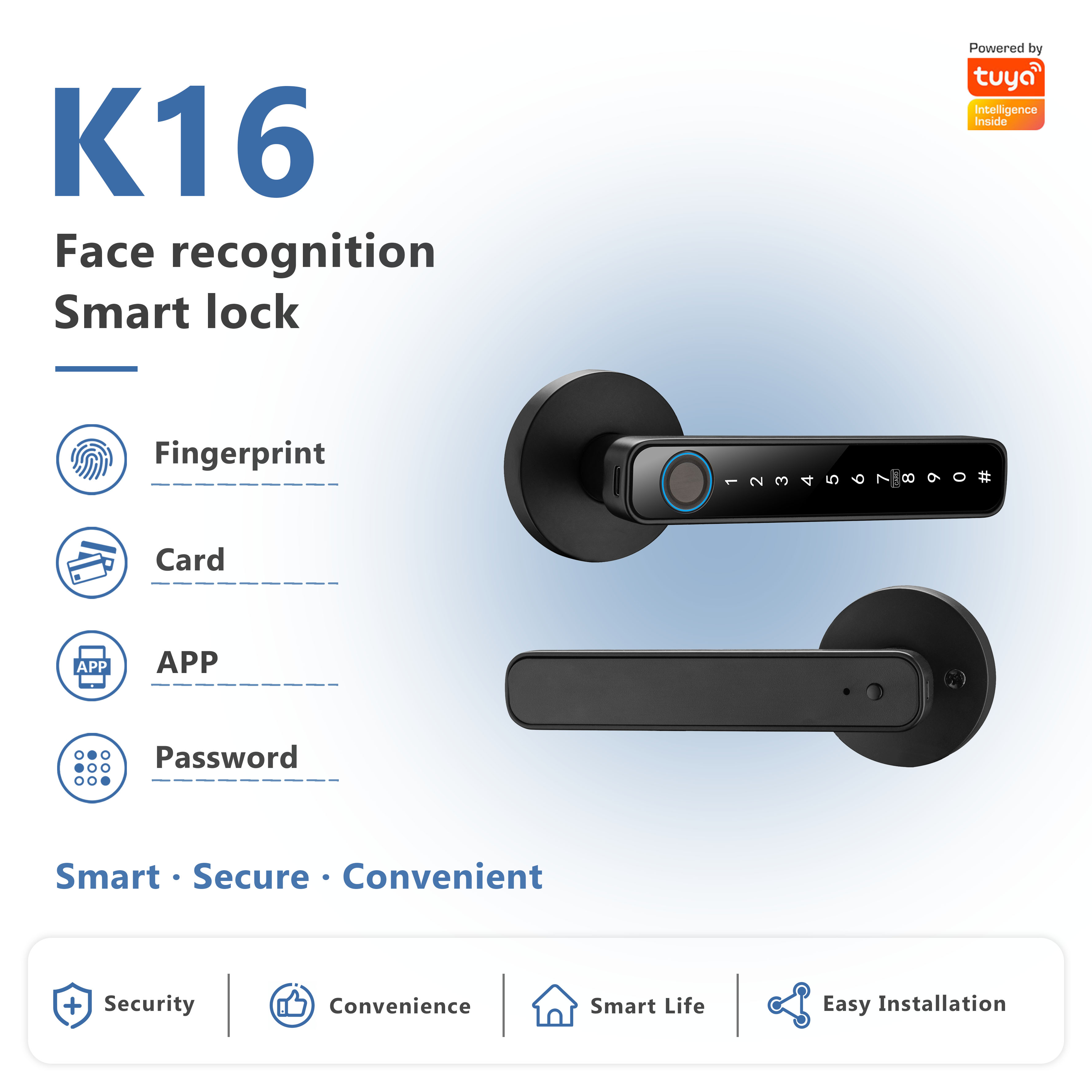 Model: K16 Smart Lock for Wooden Bedroom/Bathroom Doors