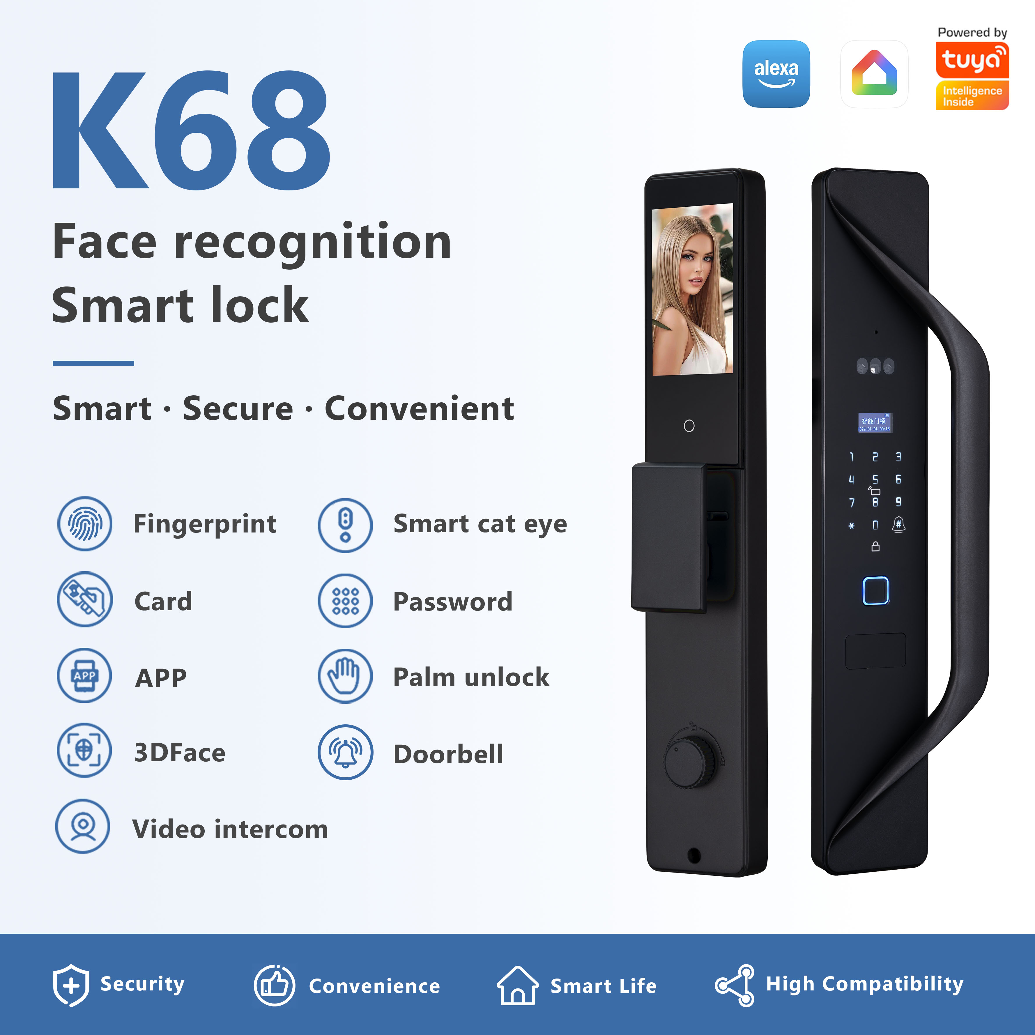 Model: K68 Face Recognition Smart Lock