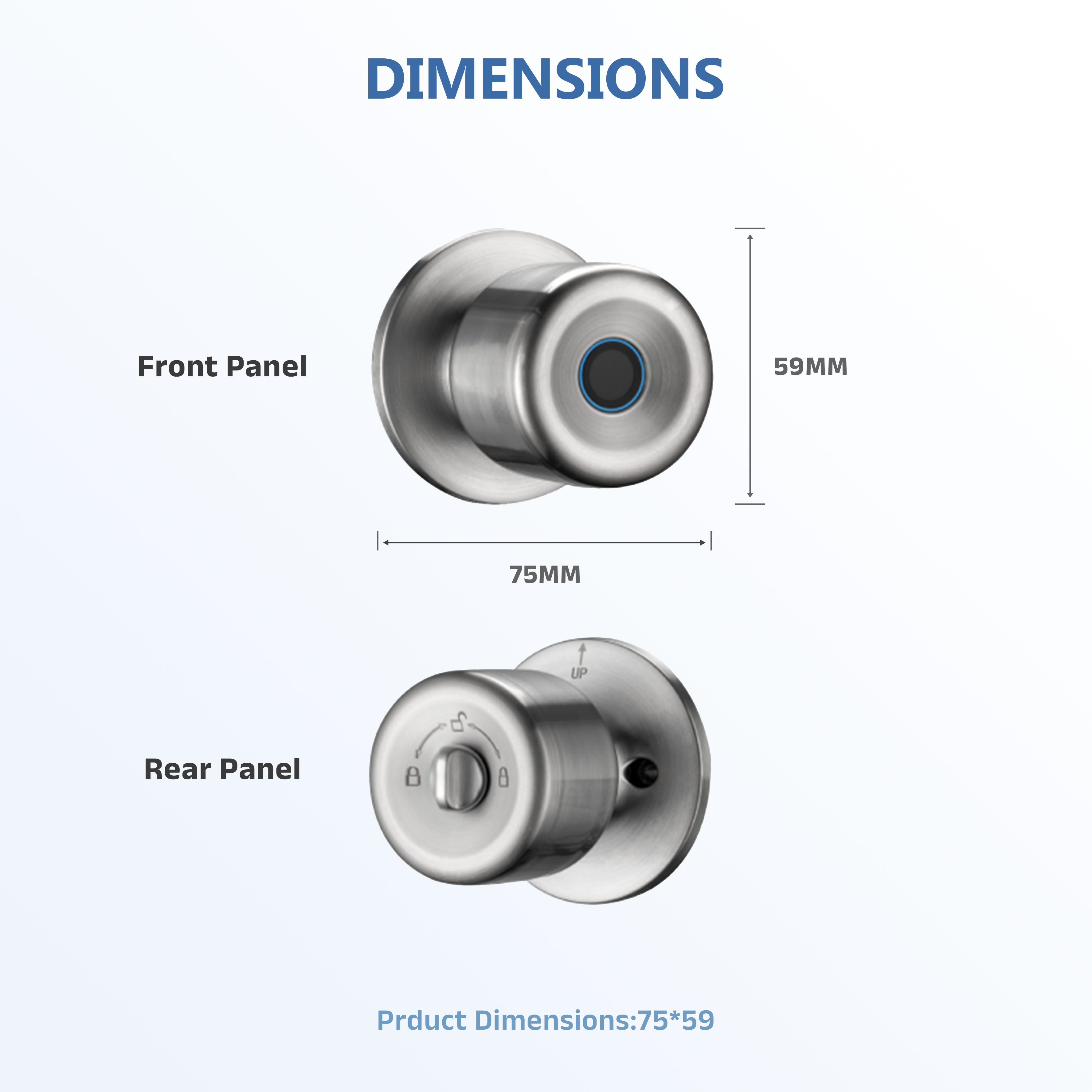 Model: CL-03 Stainless Steel Fingerprint Spherical Lock