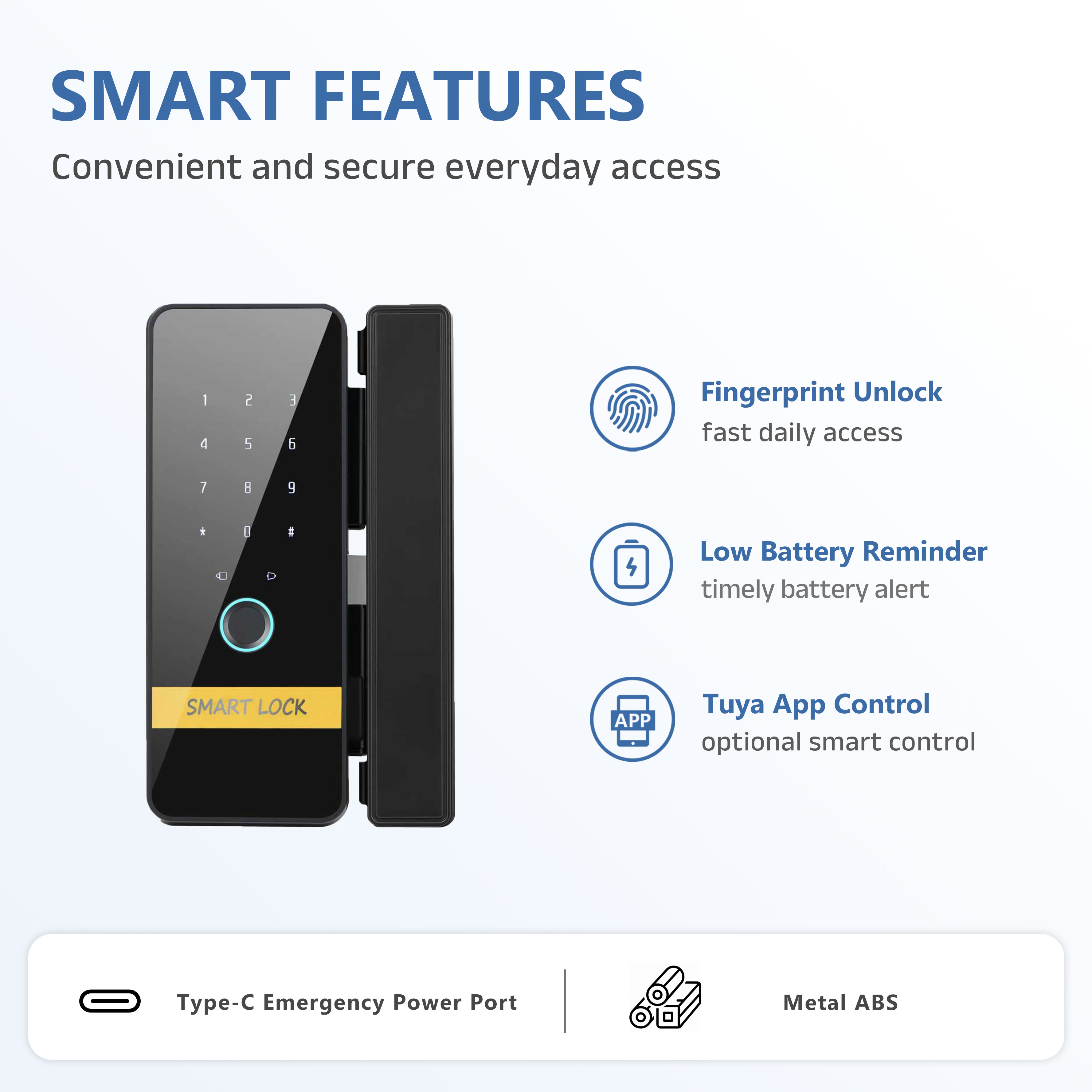 Model: B19P Office Integrated Glass Door Smart Lock