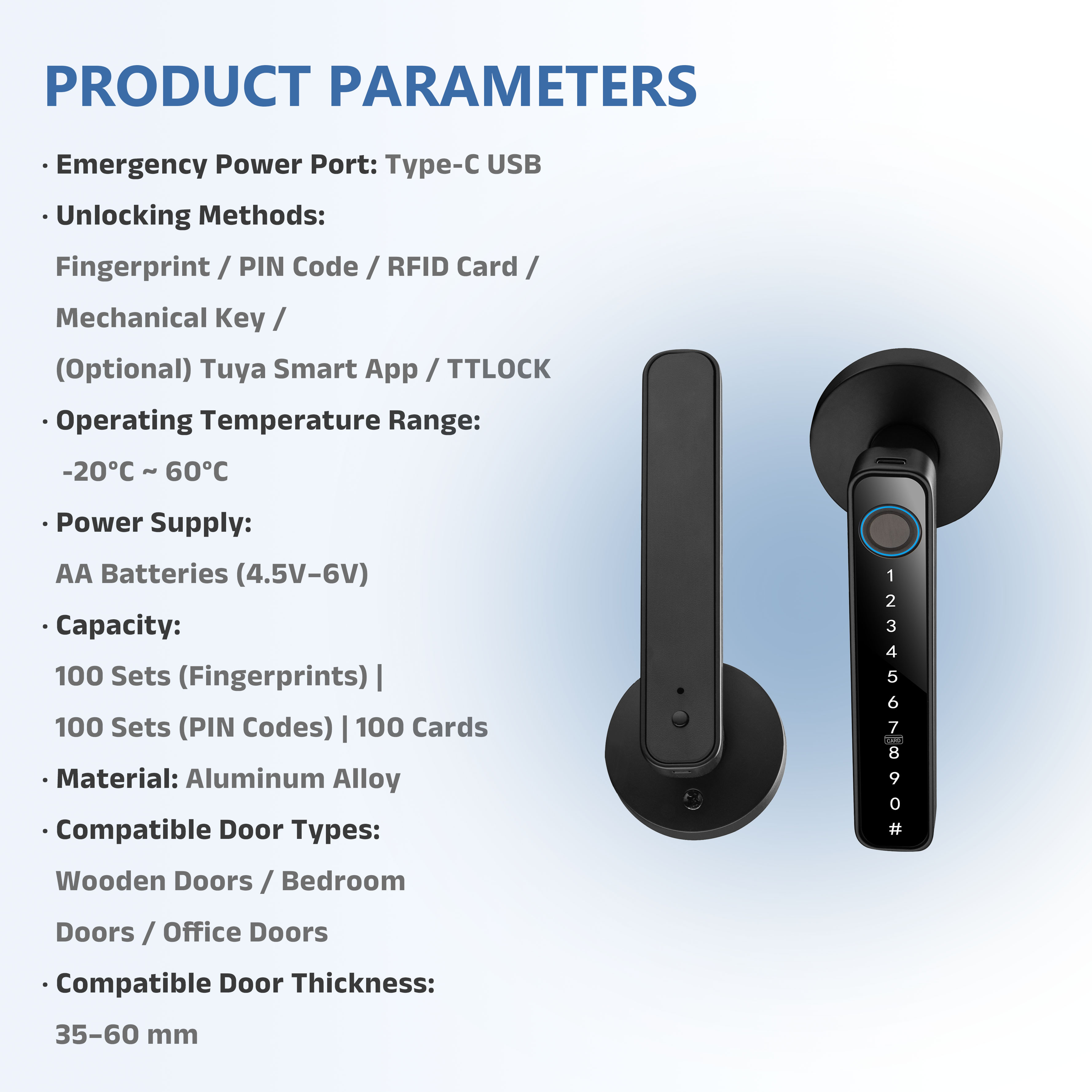 Model: K16 Smart Lock for Wooden Bedroom/Bathroom Doors