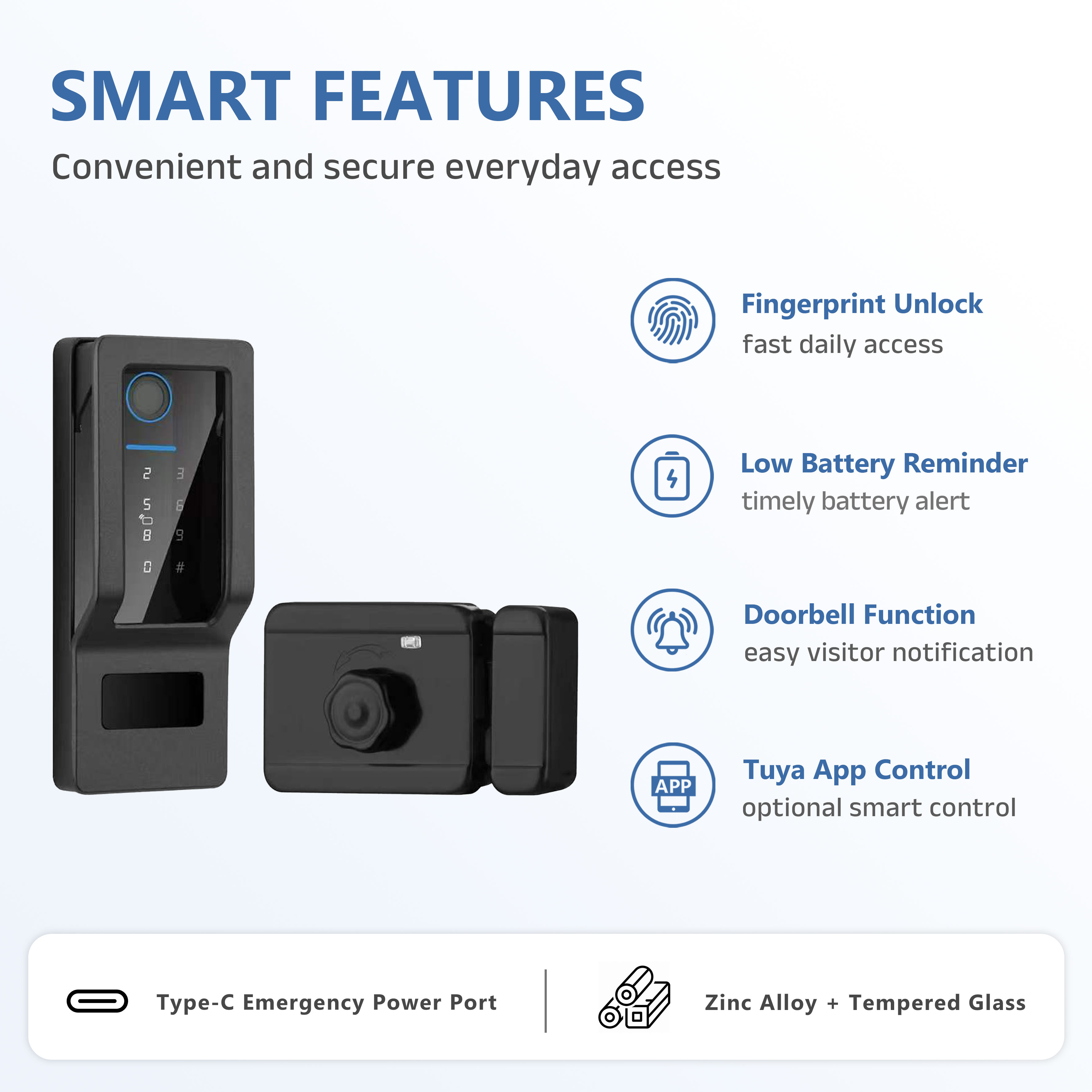 Model: B1 Outdoor Waterproof Iron Door Smart Lock