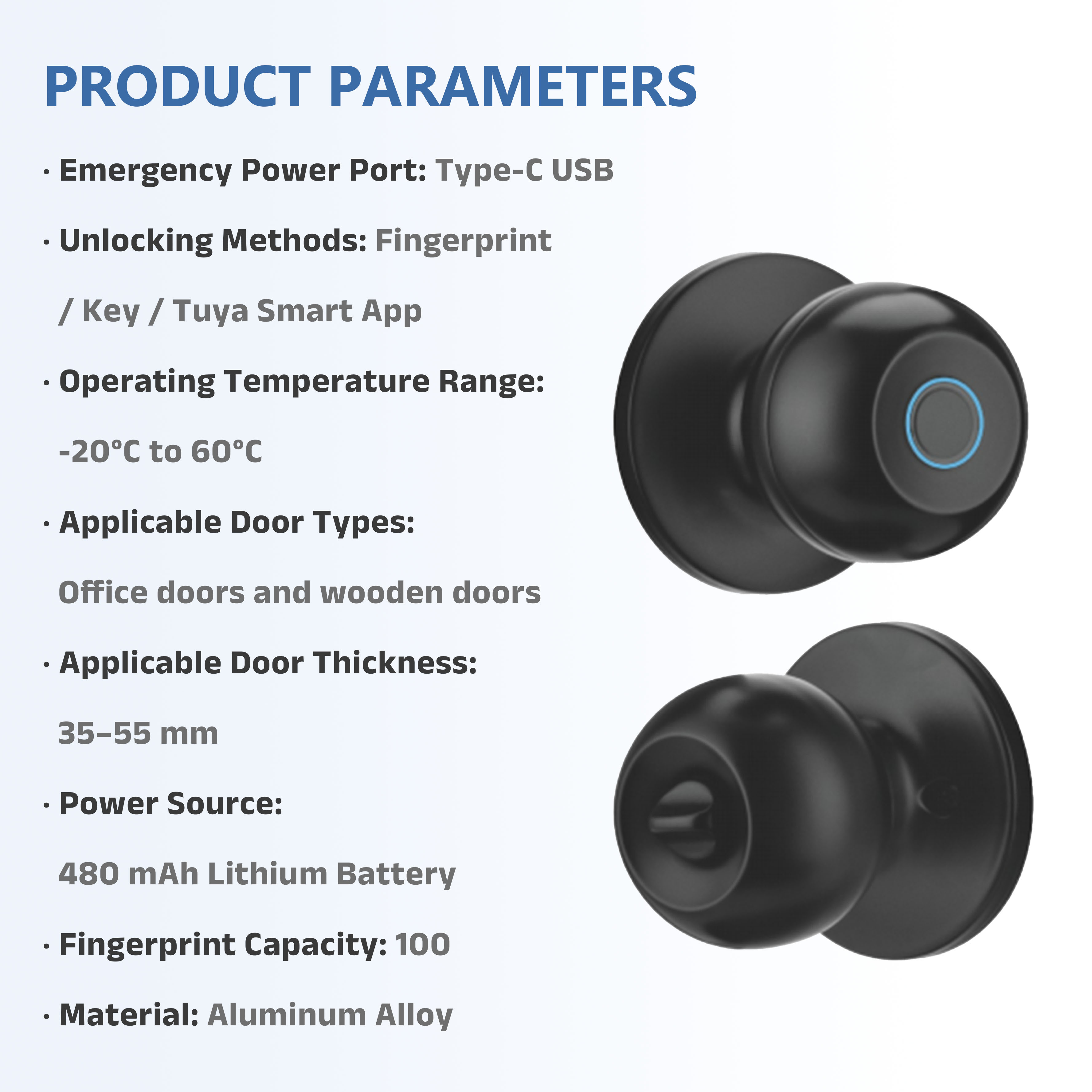 Model: CL-02 Fingerprint Spherical Smart Lock