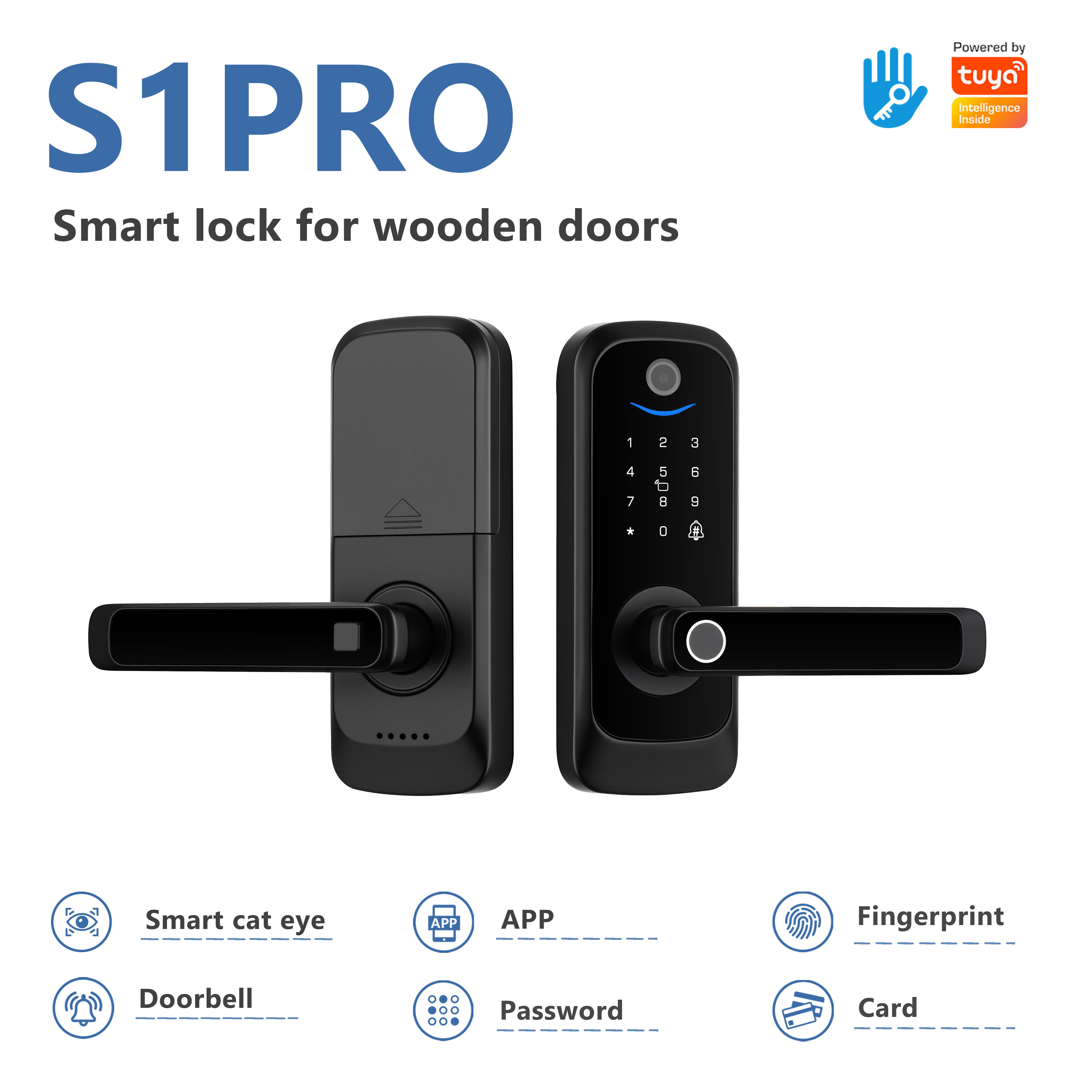Model: S1PRO Smart Wooden Door Lock with Camera