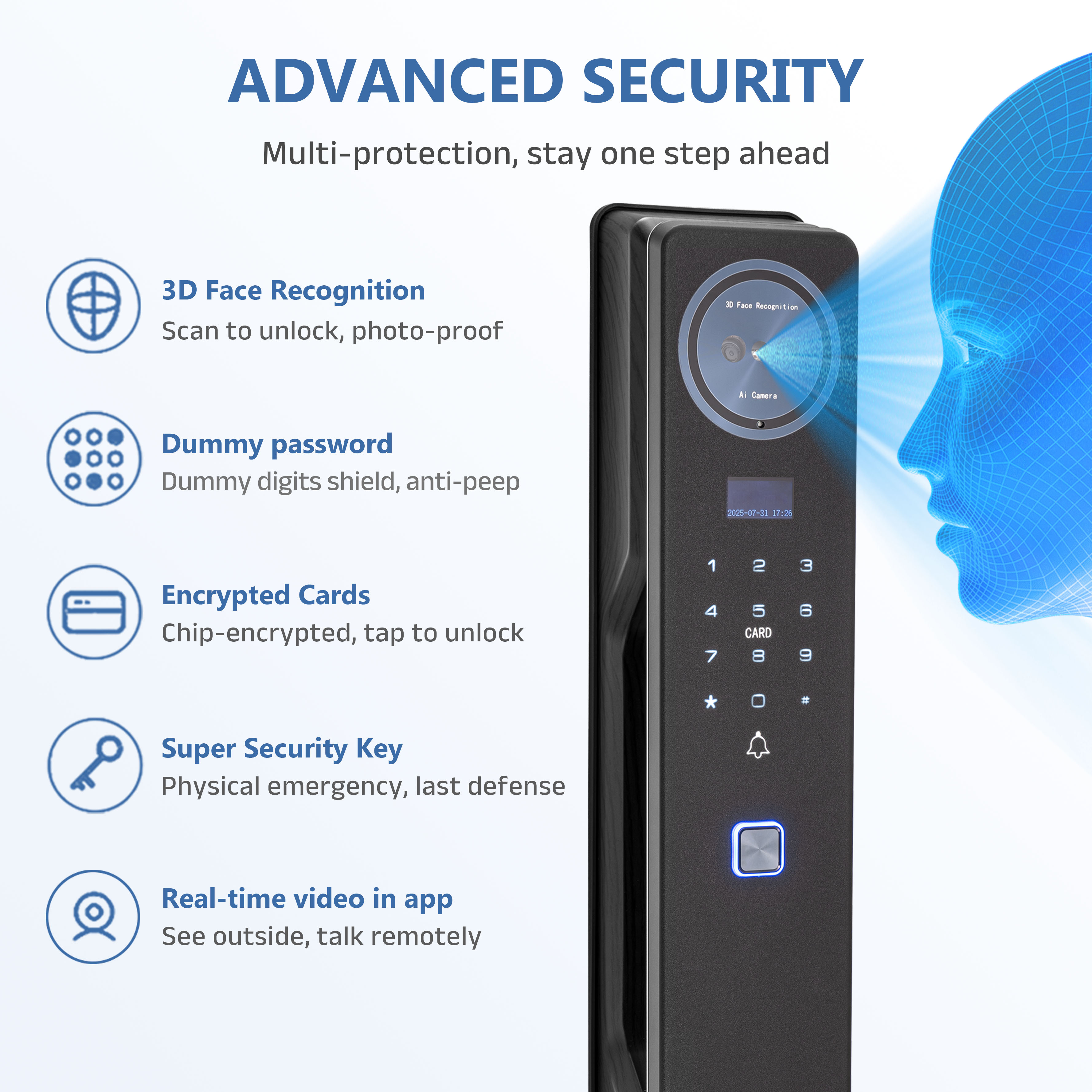 Model: K20 Face Recognition Smart Lock