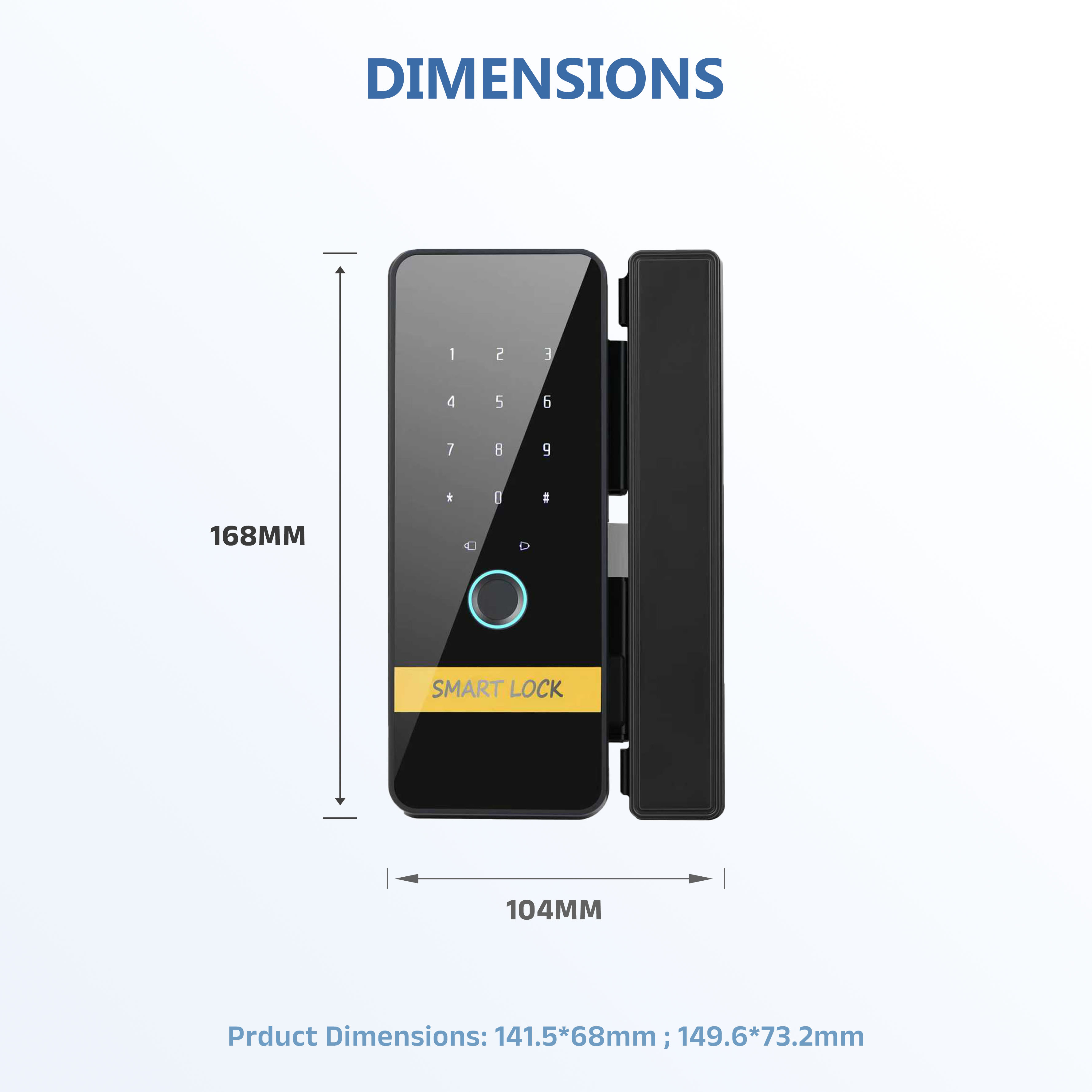 Model: B19P Office Integrated Glass Door Smart Lock