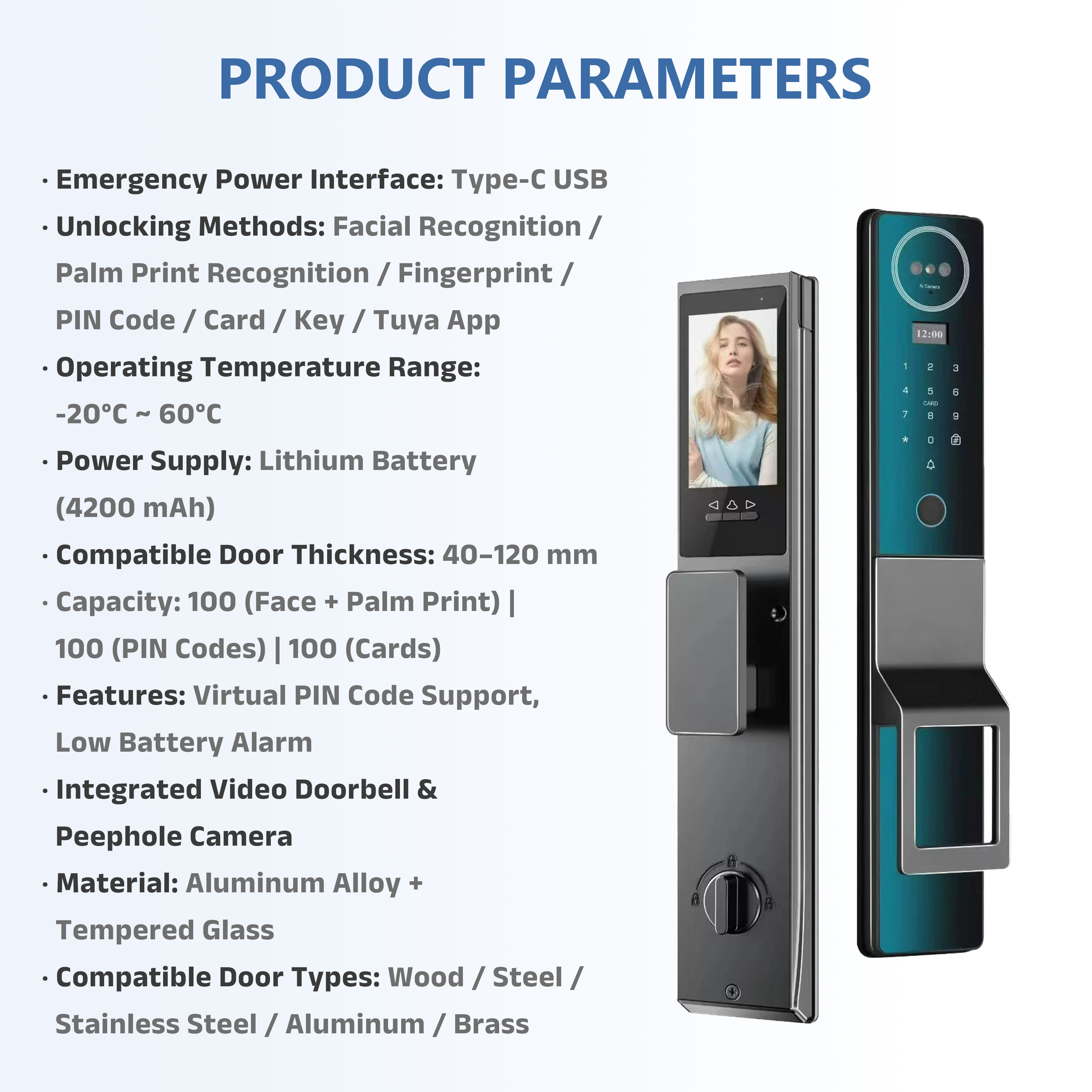 Model: K30 Face Recognition Smart Lock