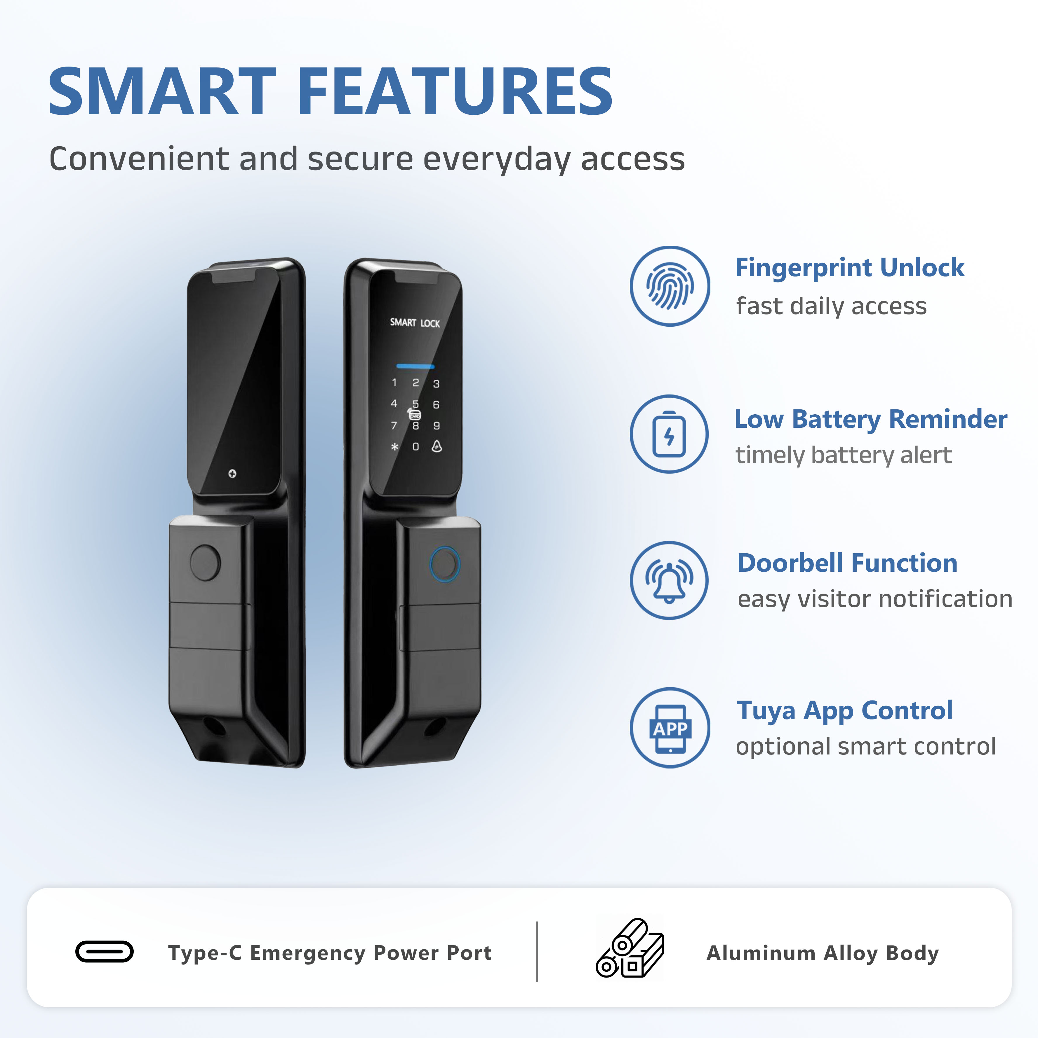 Model: K12 Smart Lock for Wooden Bedroom/Bathroom Doors