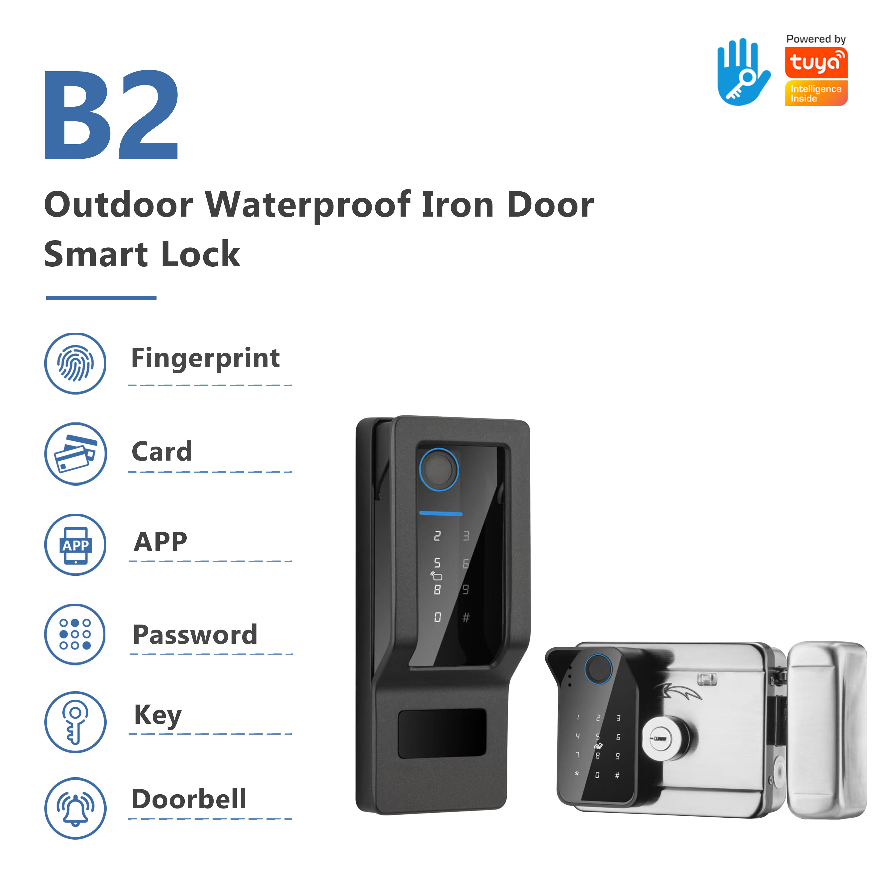 Model: B2 Outdoor Waterproof Iron Door Smart Lock