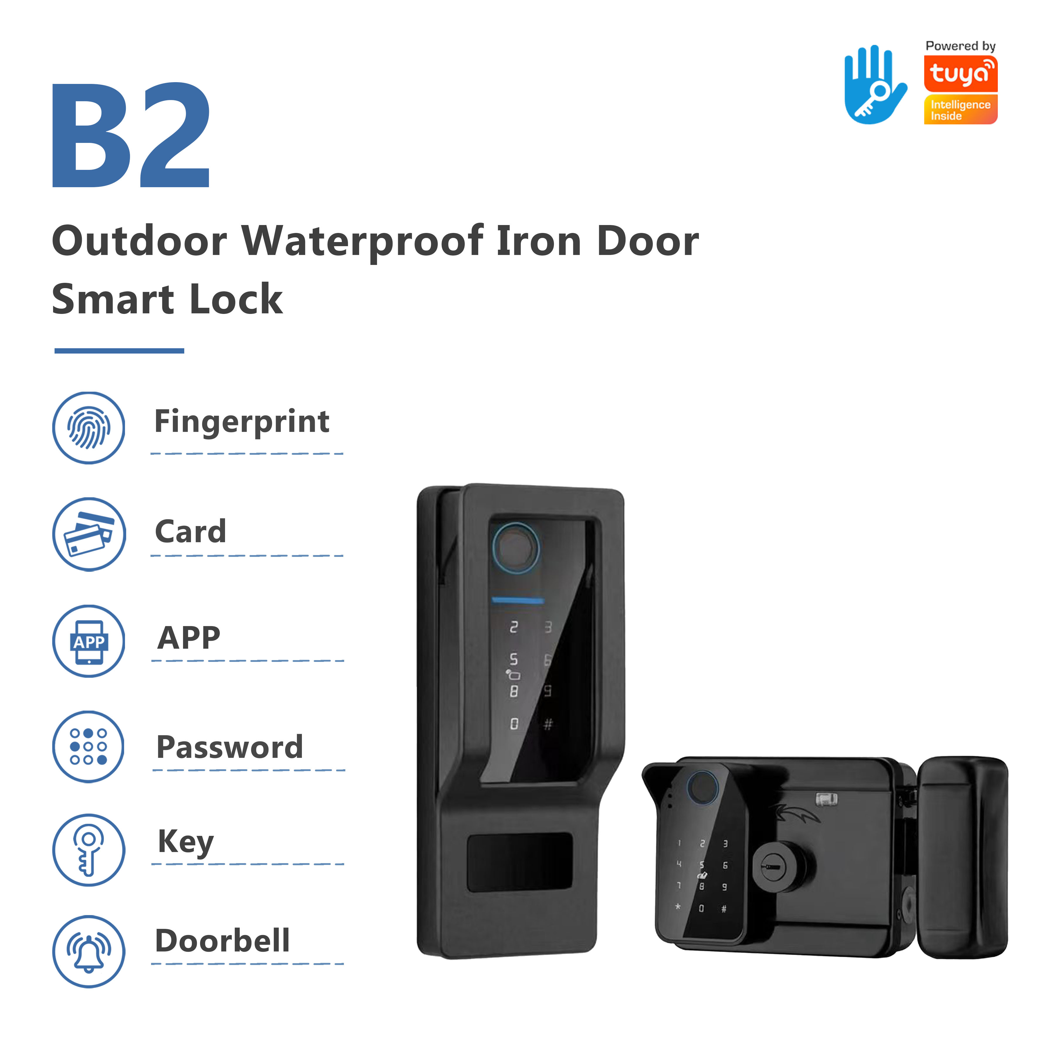 Model: B2 Outdoor Waterproof Iron Door Smart Lock