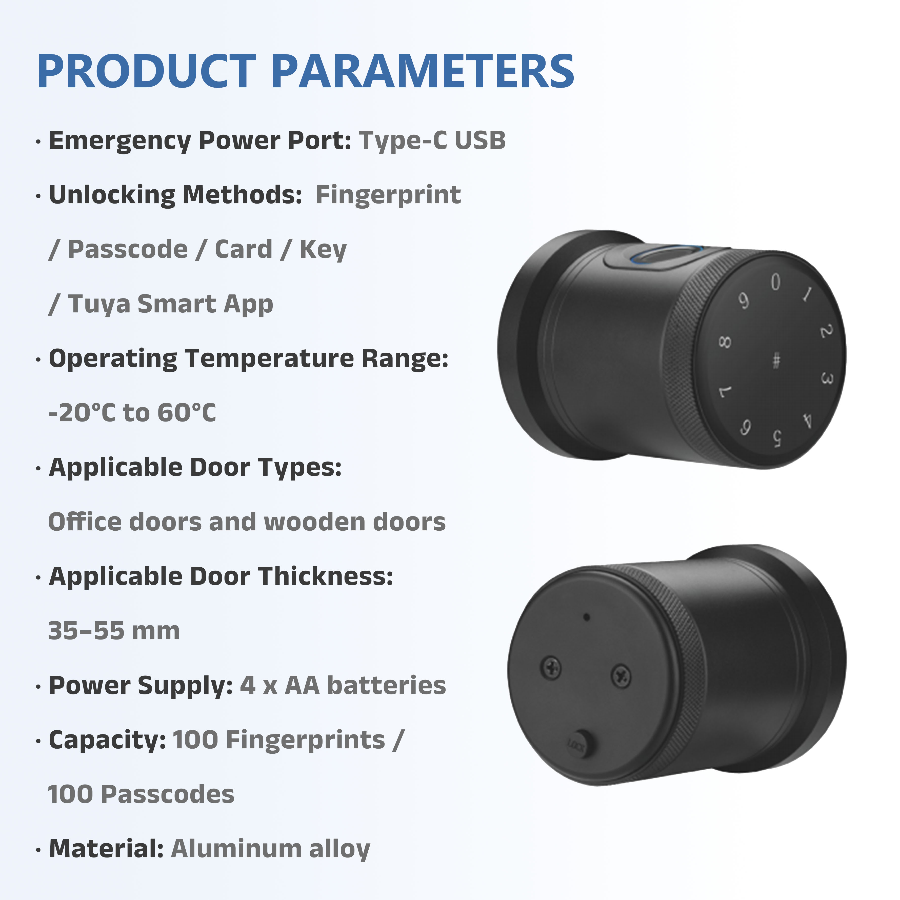 Model: 8806 Indoor Spherical Fingerprint Lock