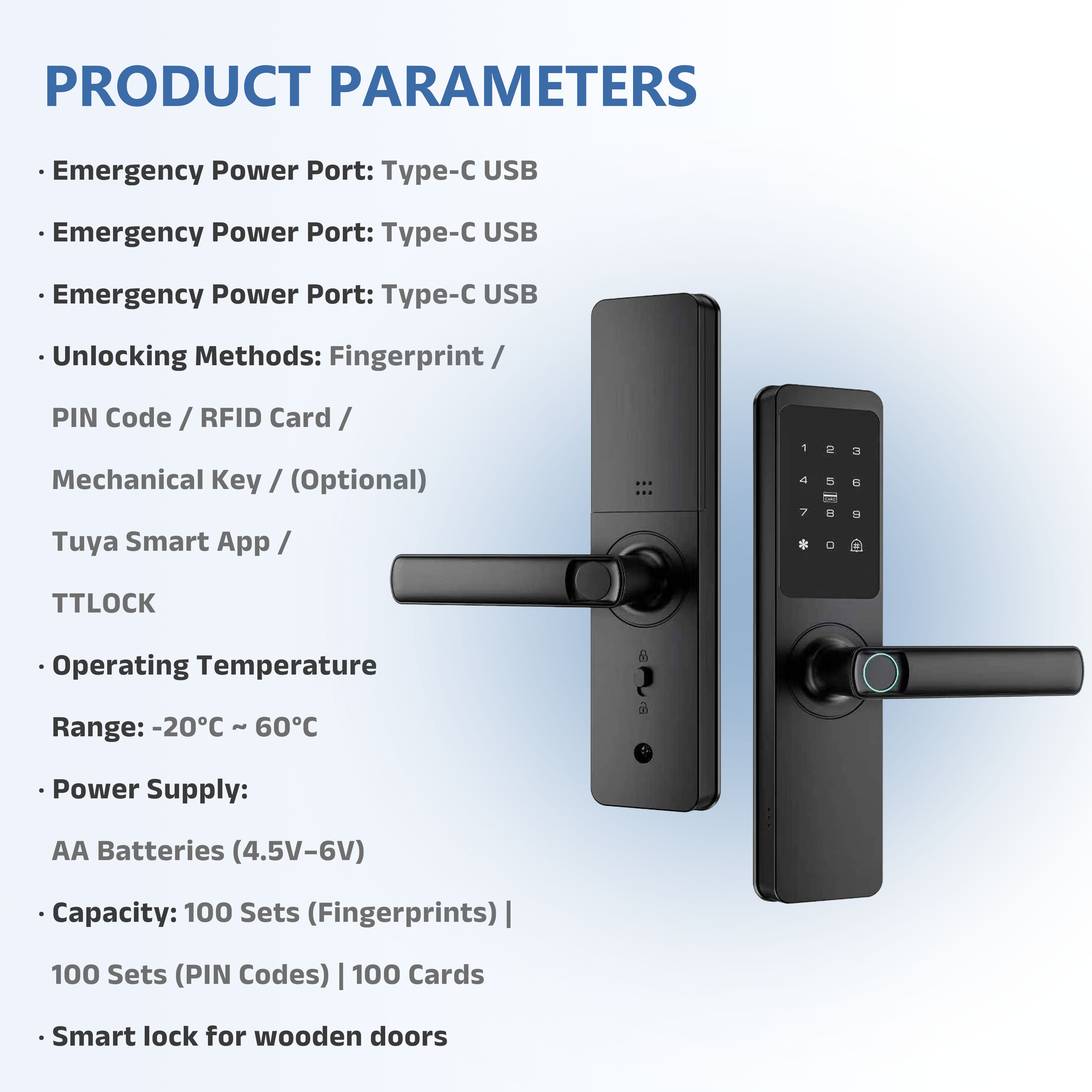Model: Z23V Smart Wooden Door Lock
